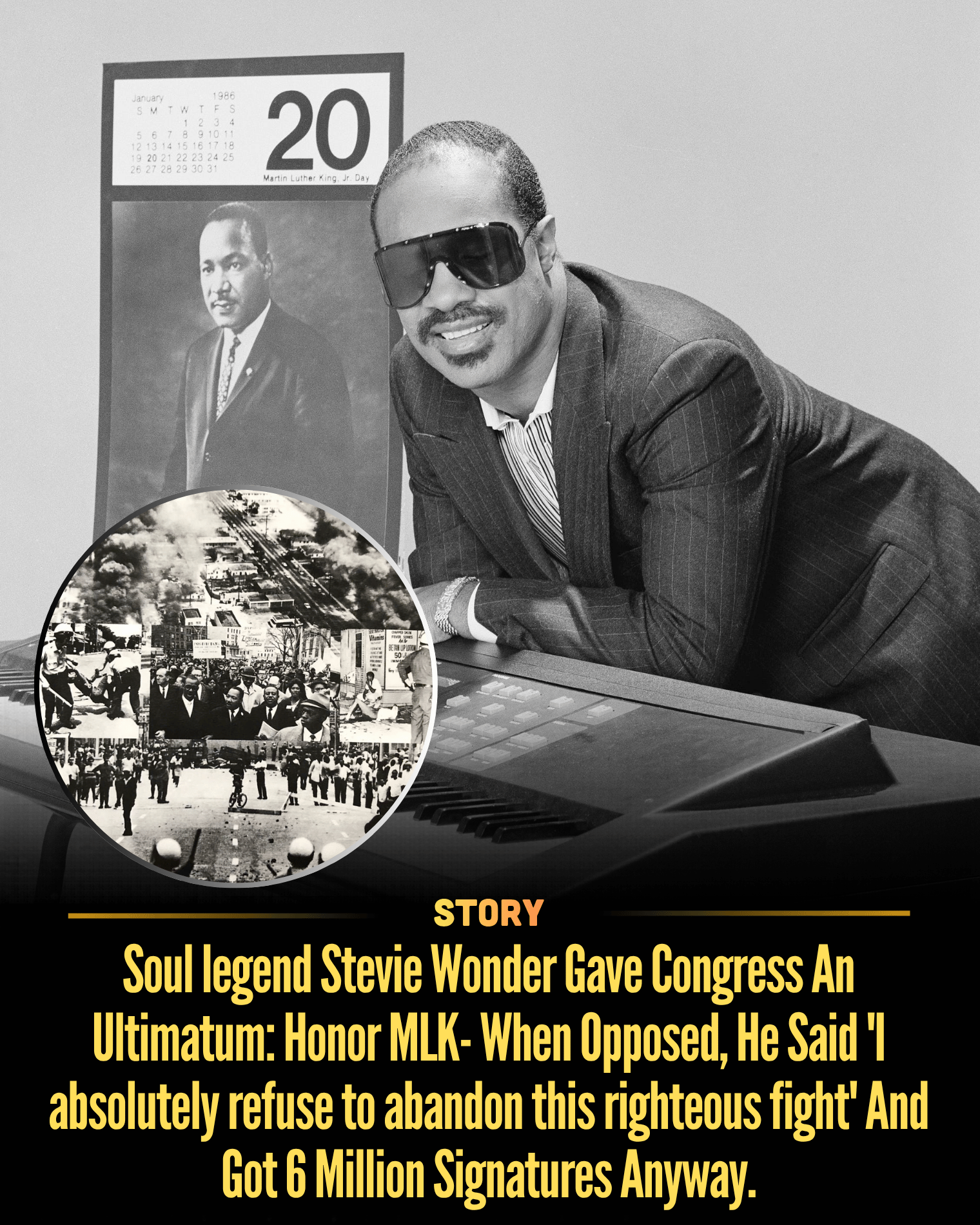 Soul legend Stevie Wonder Gave Congress An Ultimatum: Honor MLK- When Opposed, He Said ‘I absolutely refuse to abandon this righteous fight’ And Got 6 Million Signatures Anyway.