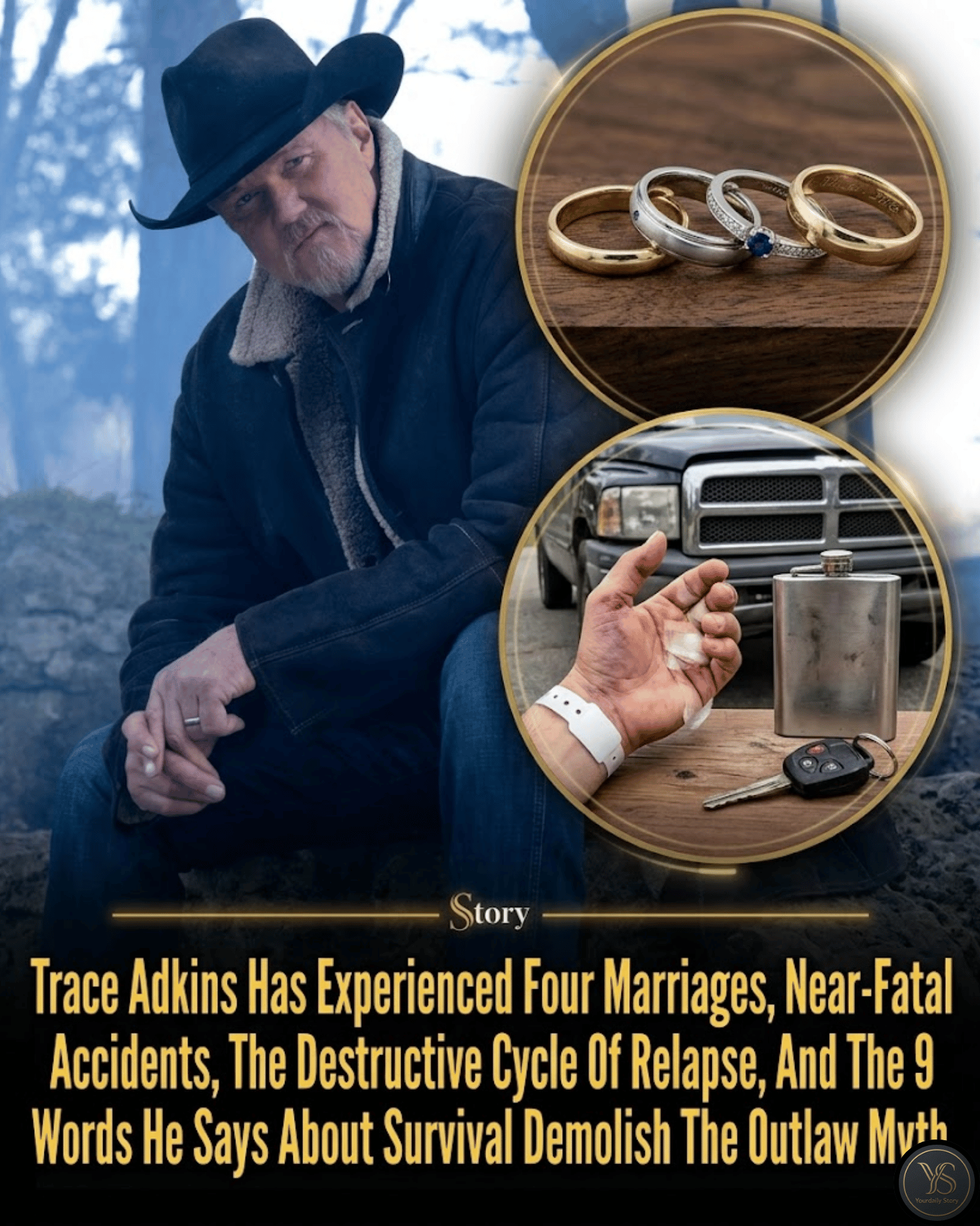 Trace Adkins Has Experienced Four Marriages, Near-Fatal Accidents, The Destructive Cycle Of Relapse, And The 9 Words He Says About Survival Demolish The Outlaw Myth.