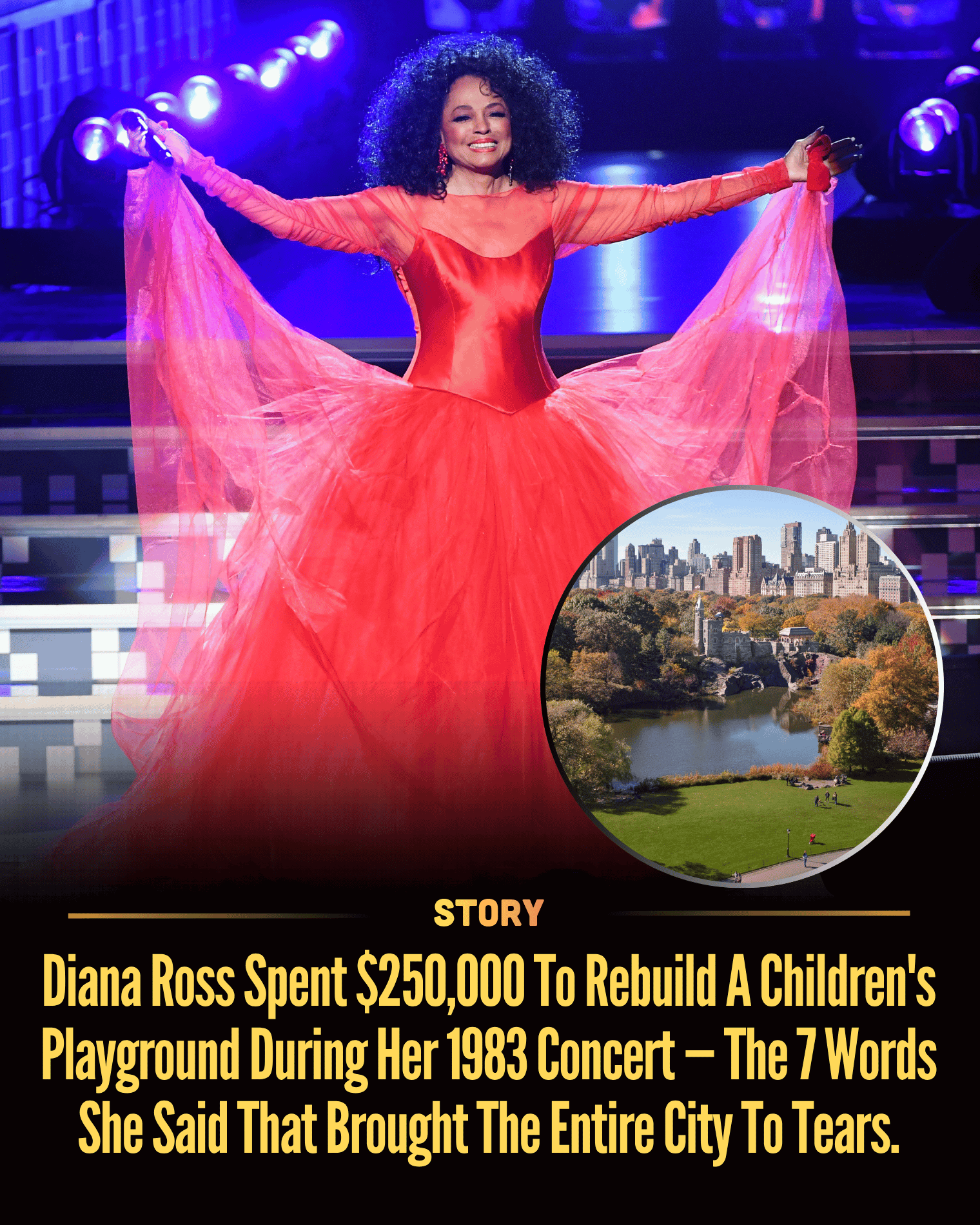 Diana Ross Spent $250,000 To Rebuild A Children’s Playground During Her 1983 Concert — The 7 Words She Said That Brought The Entire City To Tears.
