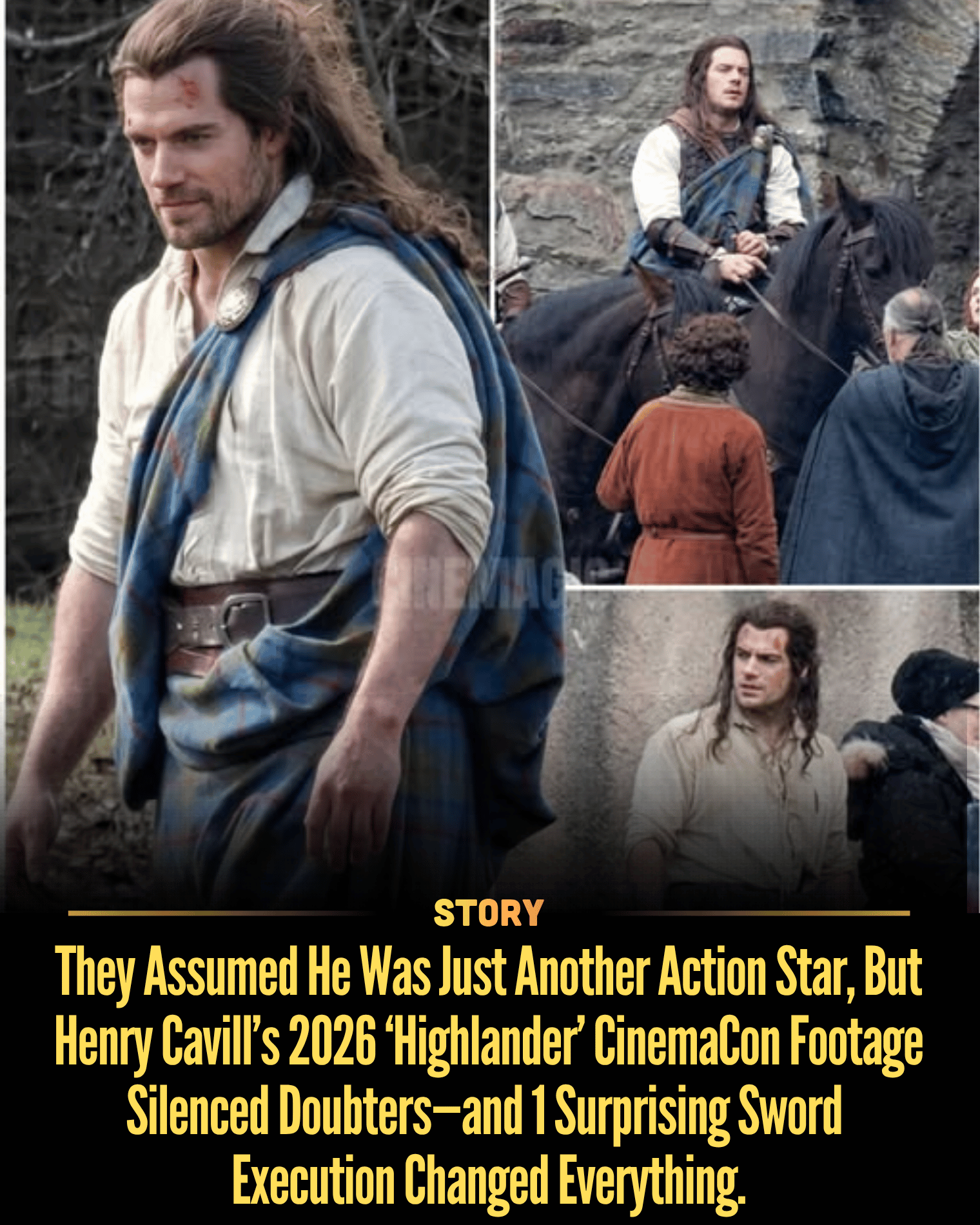 They Assumed He Was Just Another Action Star, But Henry Cavill’s 2026 ‘Highlander’ CinemaCon Footage Silenced Doubters—and 1 Surprising Sword Execution Changed Everything.