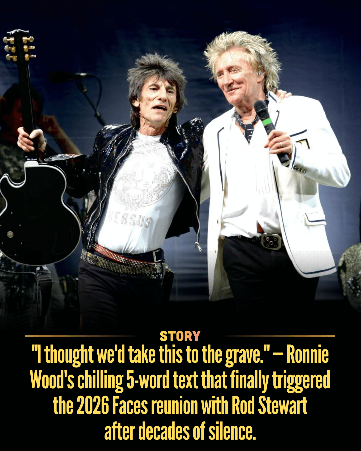“I thought we’d take this to the grave.” — Ronnie Wood’s chilling 5-word text that finally triggered the 2026 Faces reunion with Rod Stewart after decades of silence.
