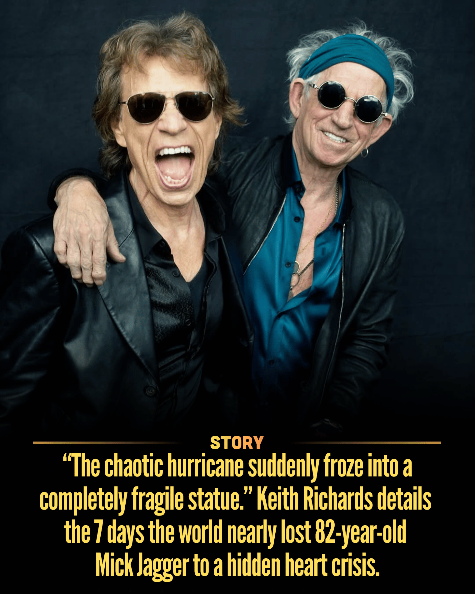 “The chaotic hurricane suddenly froze into a completely fragile statue.” Keith Richards details the 7 days the world nearly lost 82-year-old Mick Jagger to a hidden heart crisis.