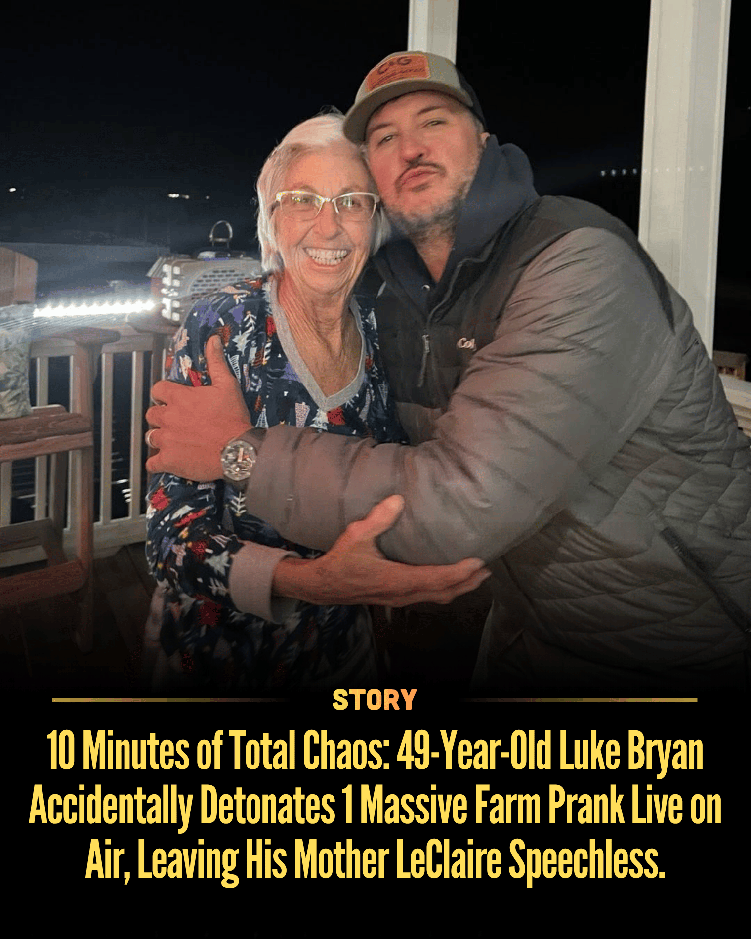 10 Minutes of Total Chaos: 49-Year-Old Luke Bryan Accidentally Detonates 1 Massive Farm Prank Live on Air, Leaving His Mother LeClaire Speechless.