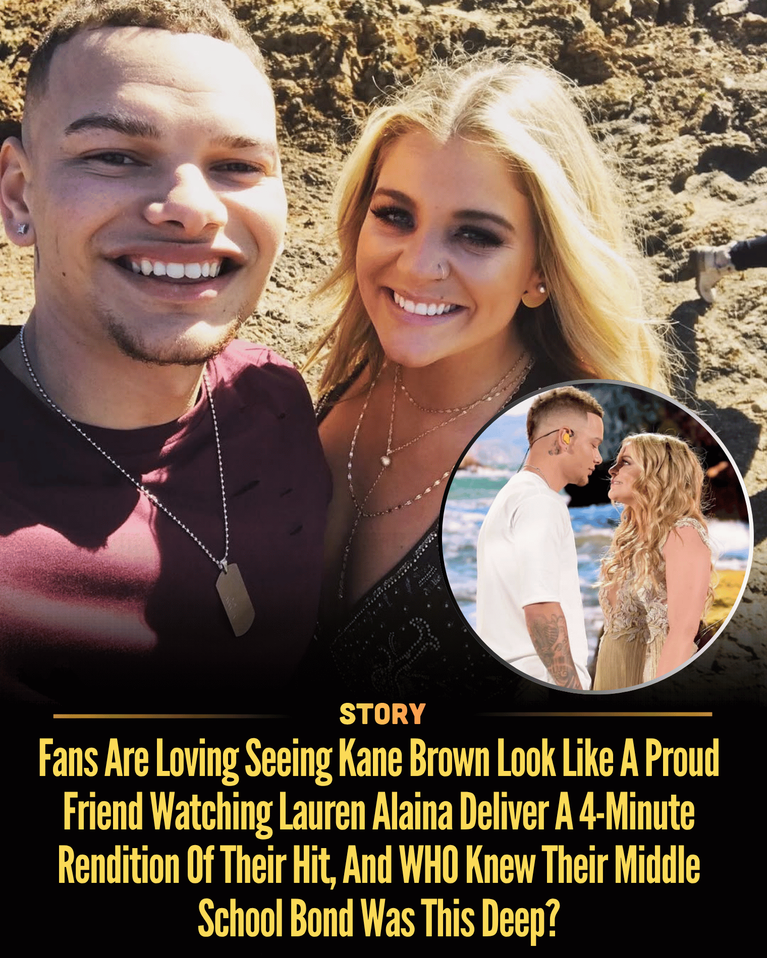 Fans Are Loving Seeing Kane Brown Look Like A Proud Friend Watching Lauren Alaina Deliver A 4-Minute Rendition Of Their Hit, And WHO Knew Their Middle School Bond Was This Deep?