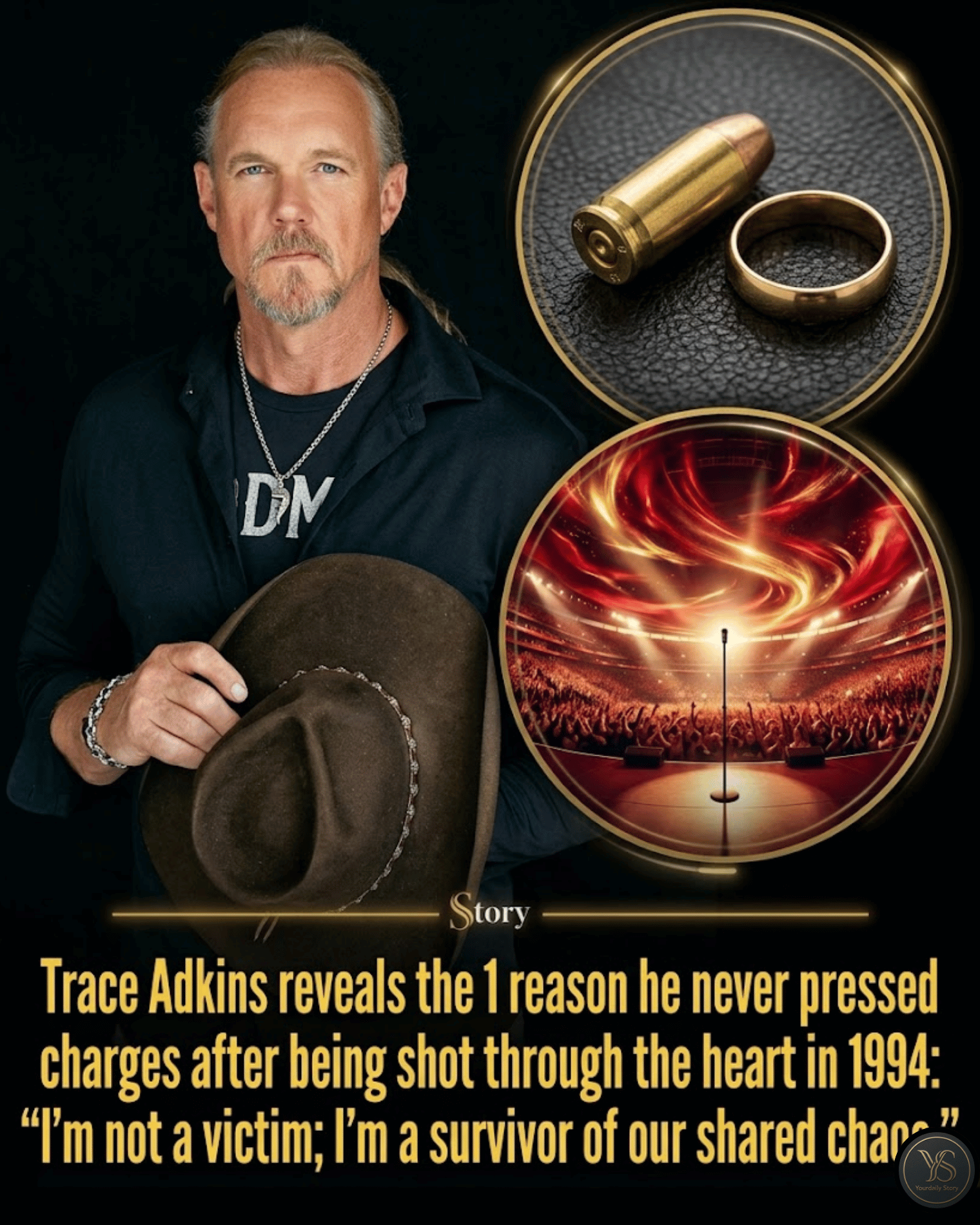 Trace Adkins reveals the 1 reason he never pressed charges after being shot through the heart in 1994: “I’m not a victim; I’m a survivor of our shared chaos.”