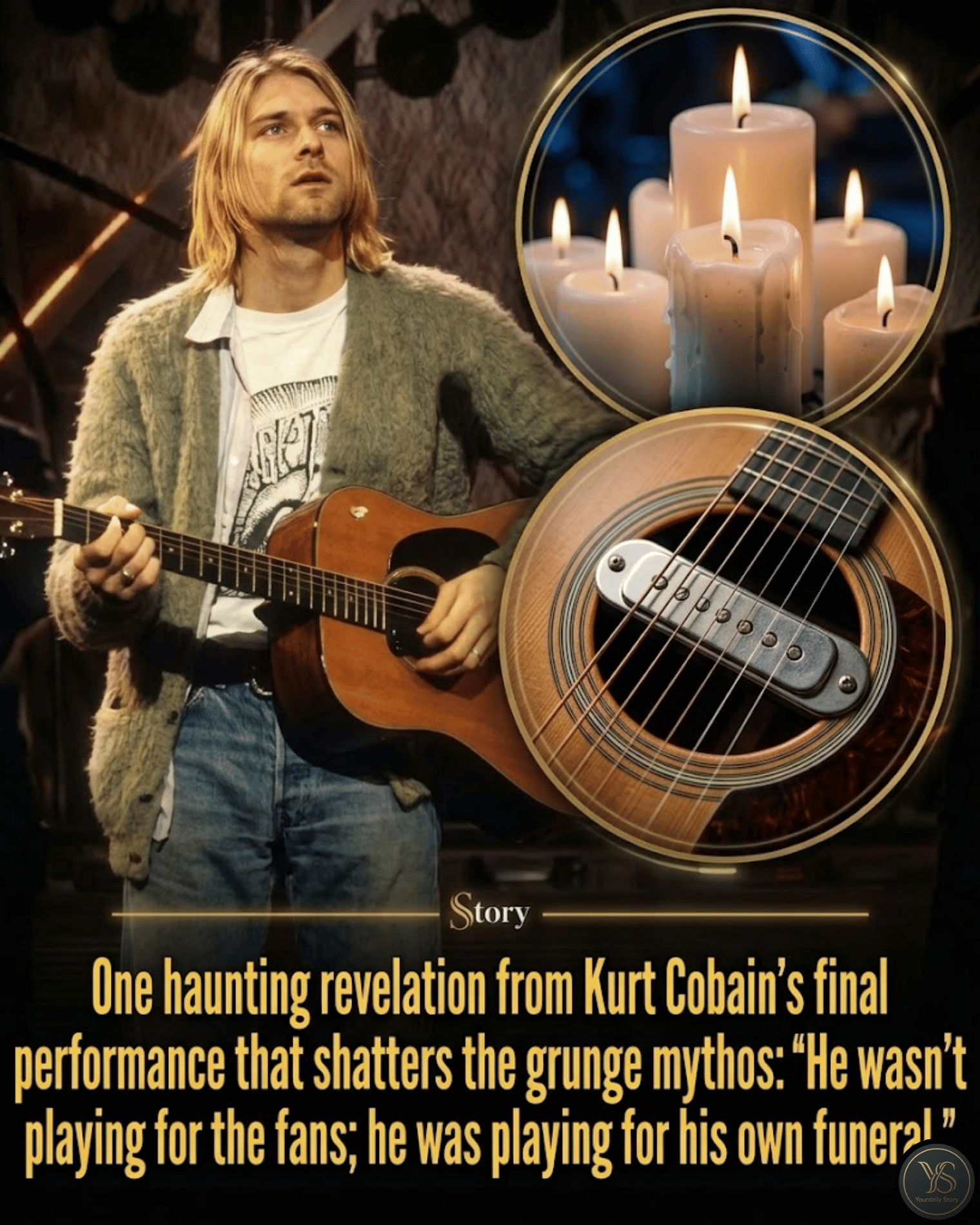 One haunting revelation from Kurt Cobain’s final performance that shatters the grunge mythos: “He wasn’t playing for the fans; he was playing for his own funeral.”