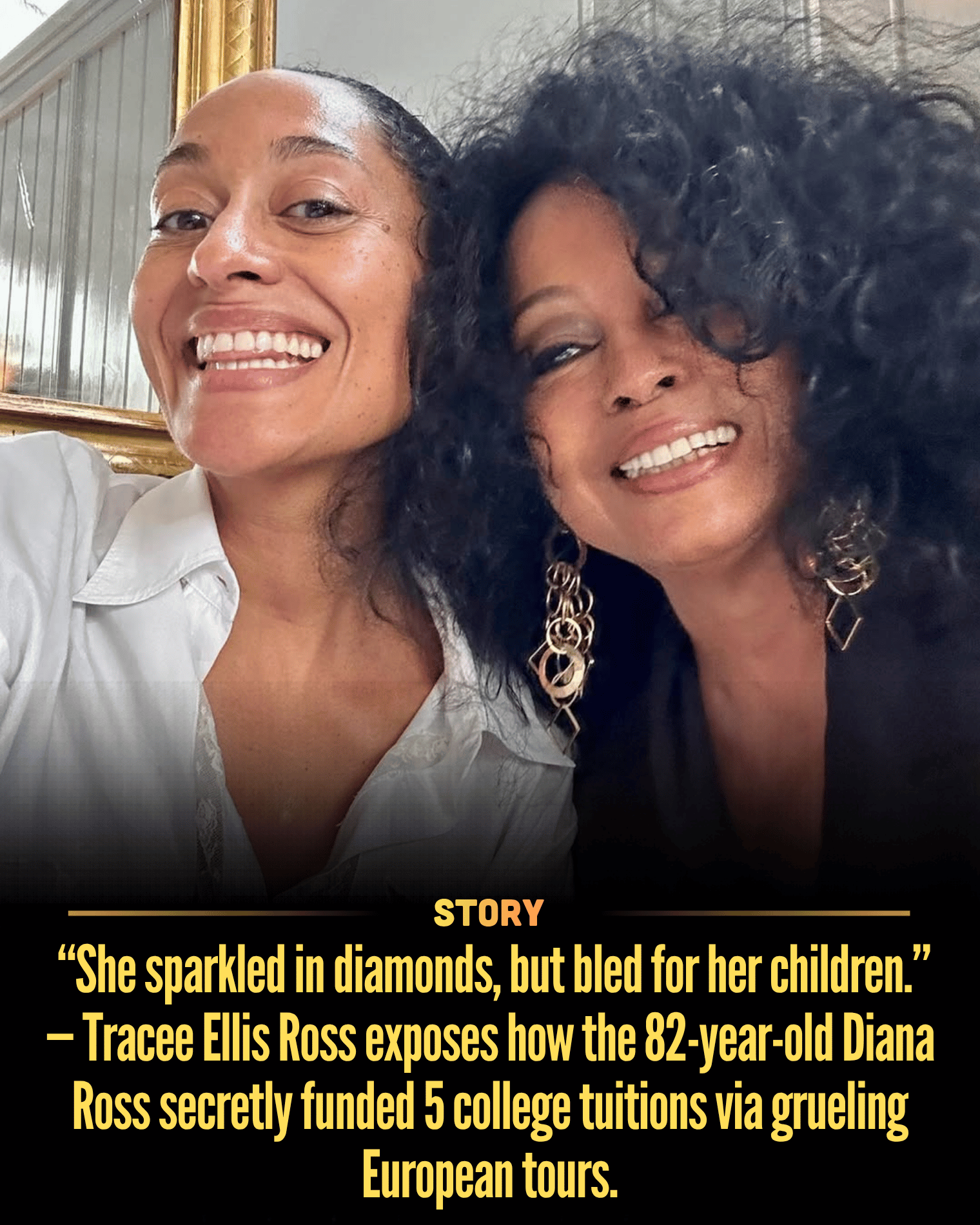 “She sparkled in diamonds, but bled for her children.” — Tracee Ellis Ross exposes how the 82-year-old Diana Ross secretly funded 5 college tuitions via grueling European tours.