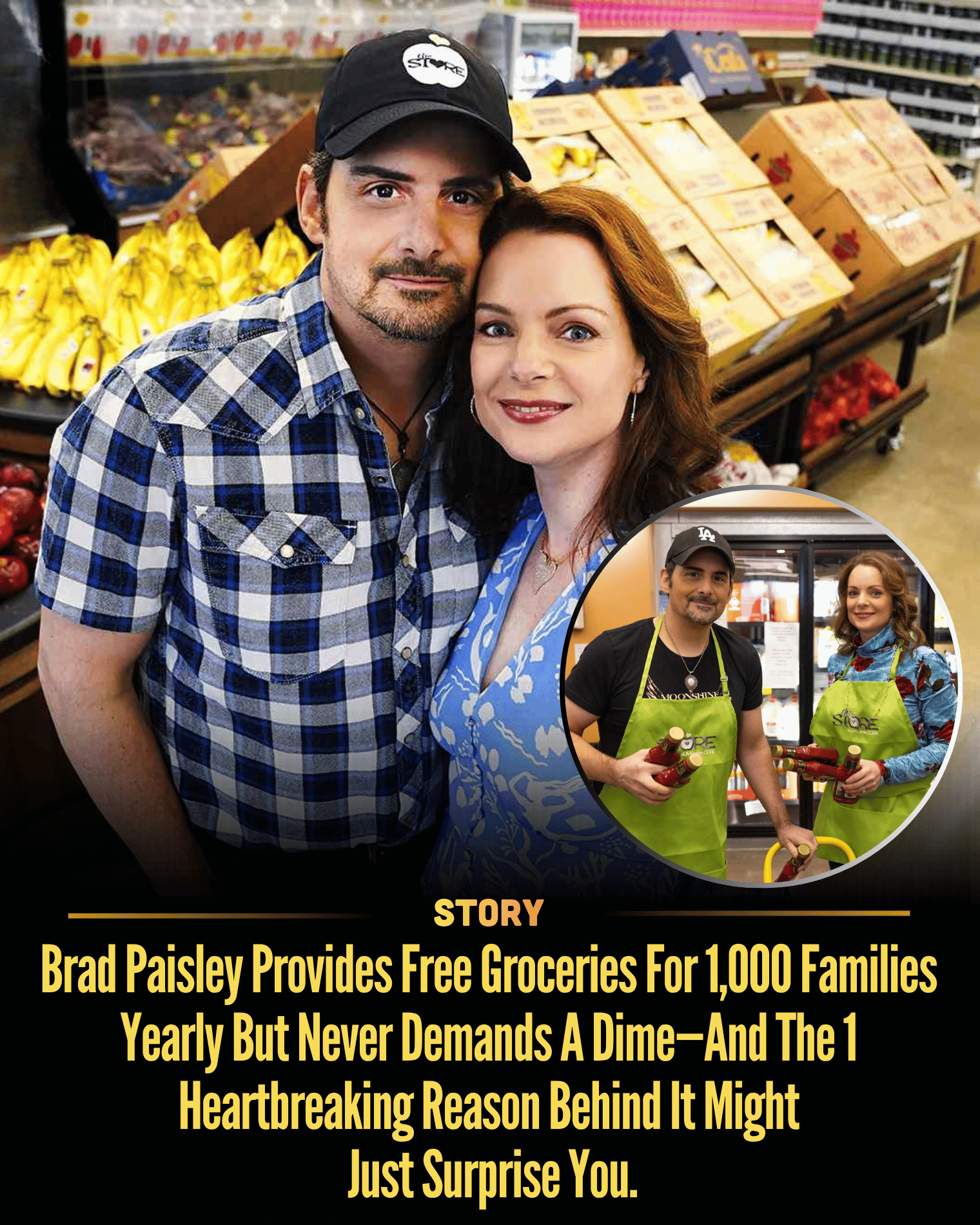 Brad Paisley Provides Free Groceries For 1,000 Families Yearly But Never Demands A Dime—And The 1 Heartbreaking Reason Behind It Might Just Surprise You.