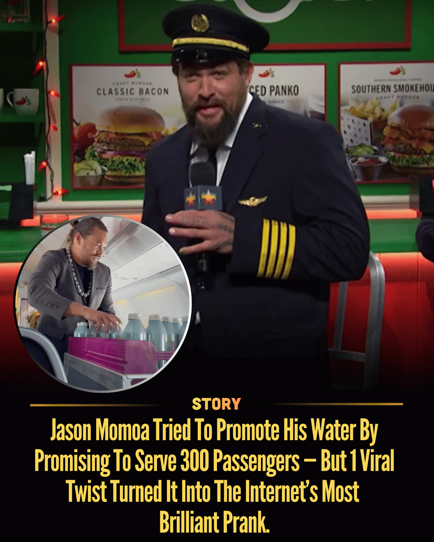 Jason Momoa Tried To Promote His Water By Promising To Serve 300 Passengers — But 1 Viral Twist Turned It Into The Internet’s Most Brilliant Prank.