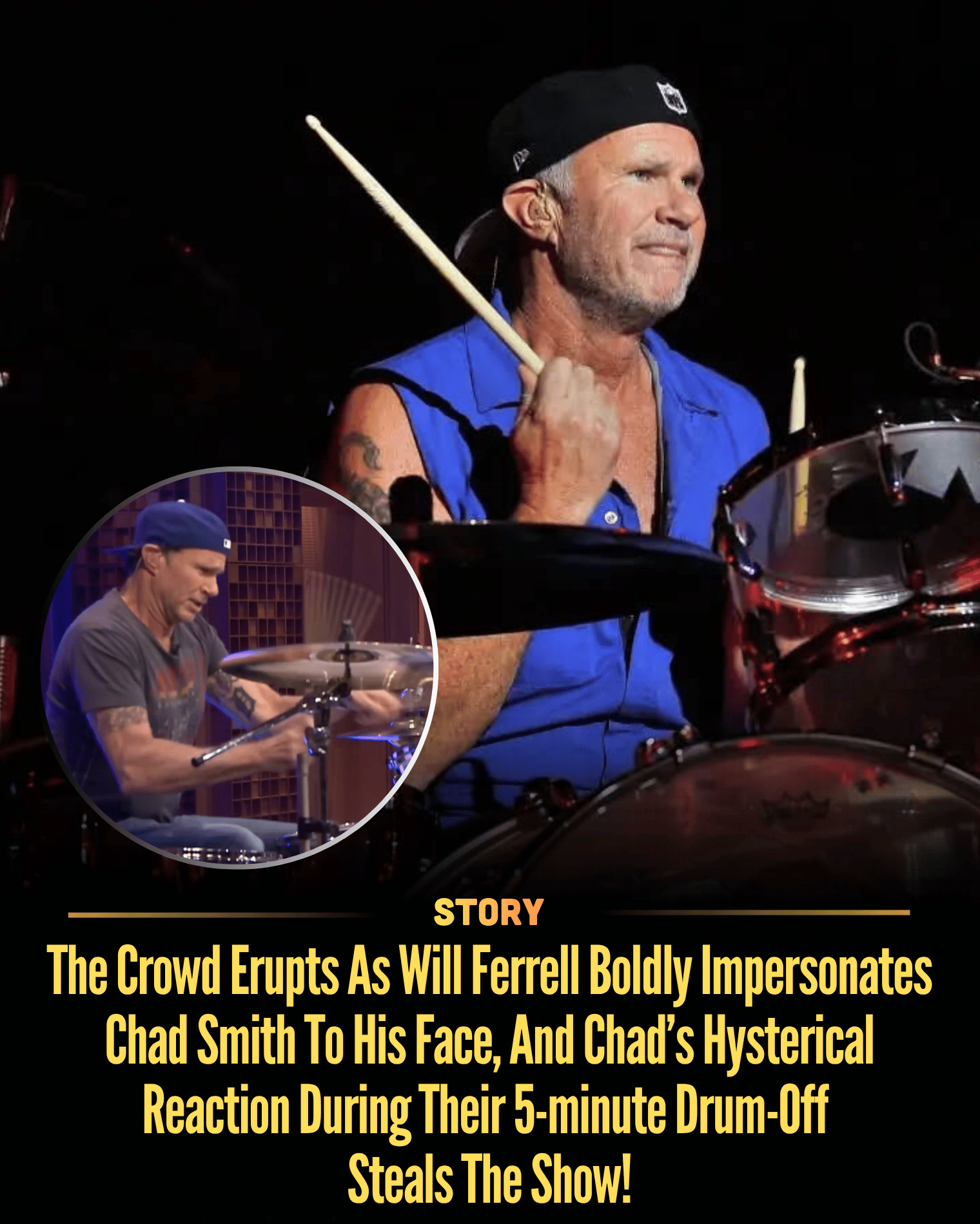 The Crowd Erupts As Will Ferrell Boldly Impersonates Chad Smith To His Face, And Chad’s Hysterical Reaction During Their 5-minute Drum-Off Steals The Show!