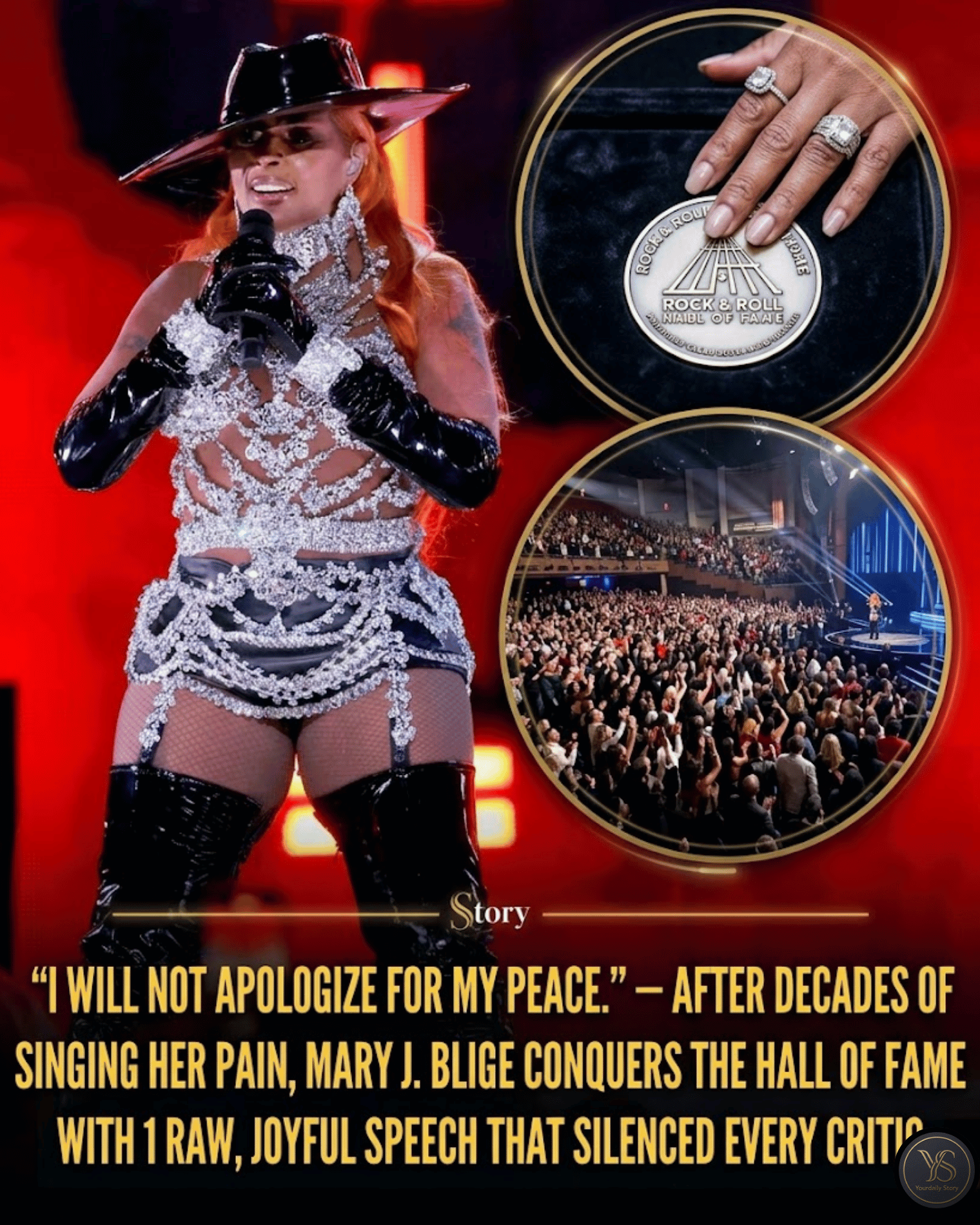 “I Will Not Apologize for My Peace.” — After Decades of Singing Her Pain, Mary J. Blige Conquers the Hall of Fame with 1 Raw, Joyful Speech that Silenced Every Critic.