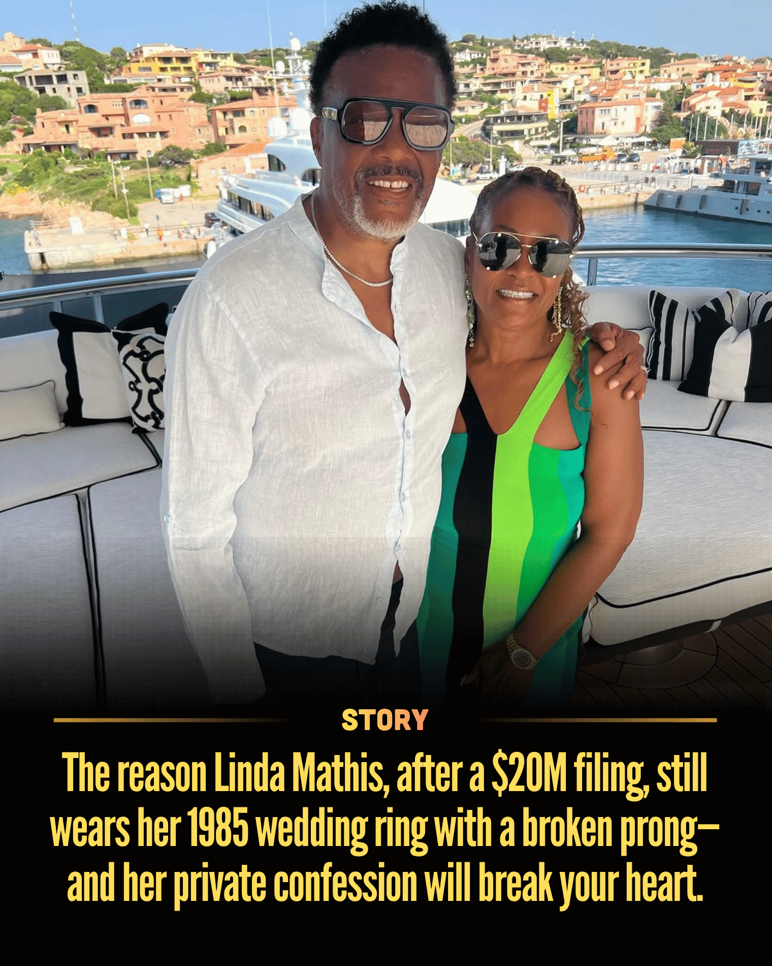 The reason Linda Mathis, after a $20M filing, still wears her 1985 wedding ring with a broken prong—and her private confession will break your heart.