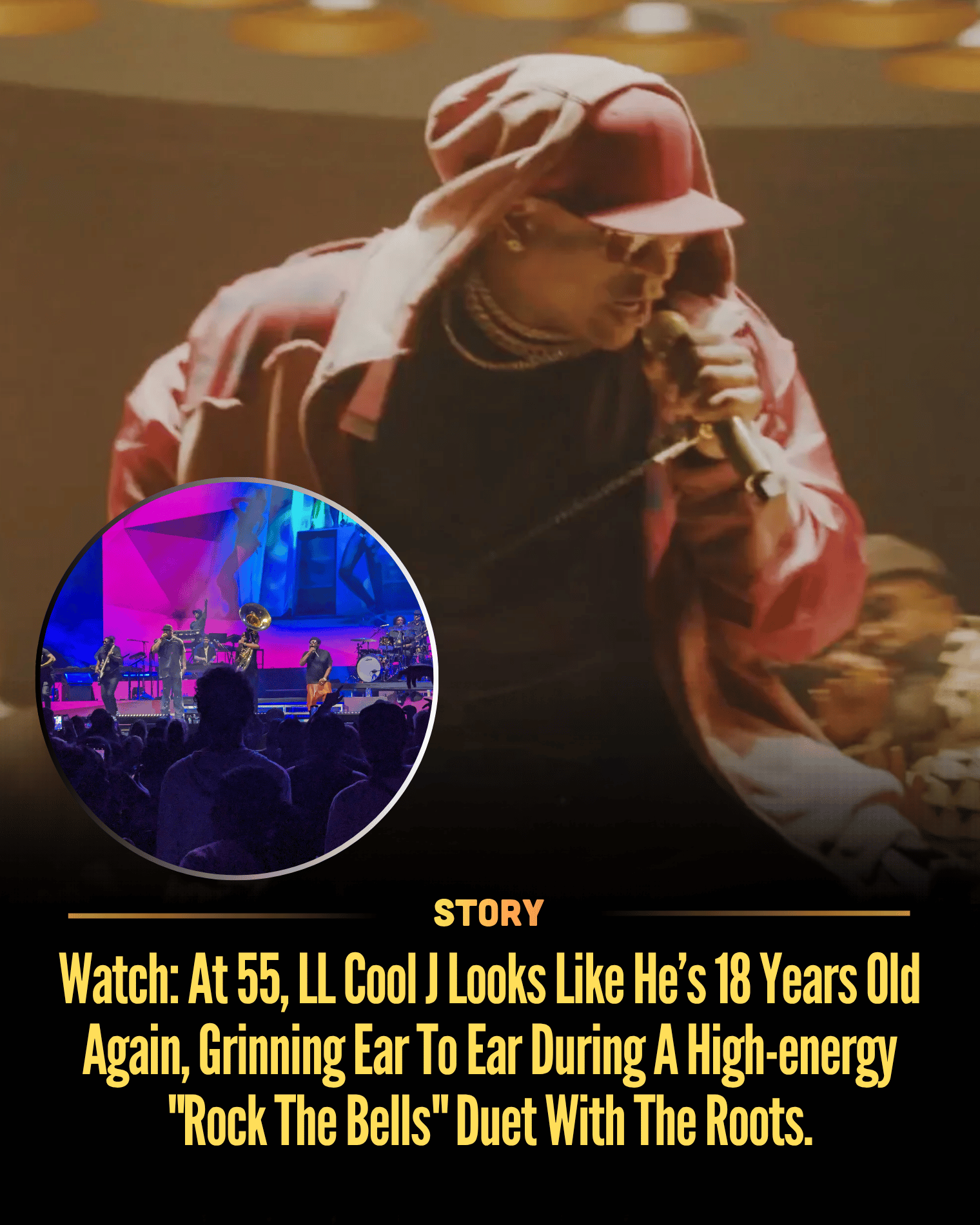Watch: At 55, LL Cool J Looks Like He’s 18 Years Old Again, Grinning Ear To Ear During A High-energy “Rock The Bells” Duet With The Roots.
