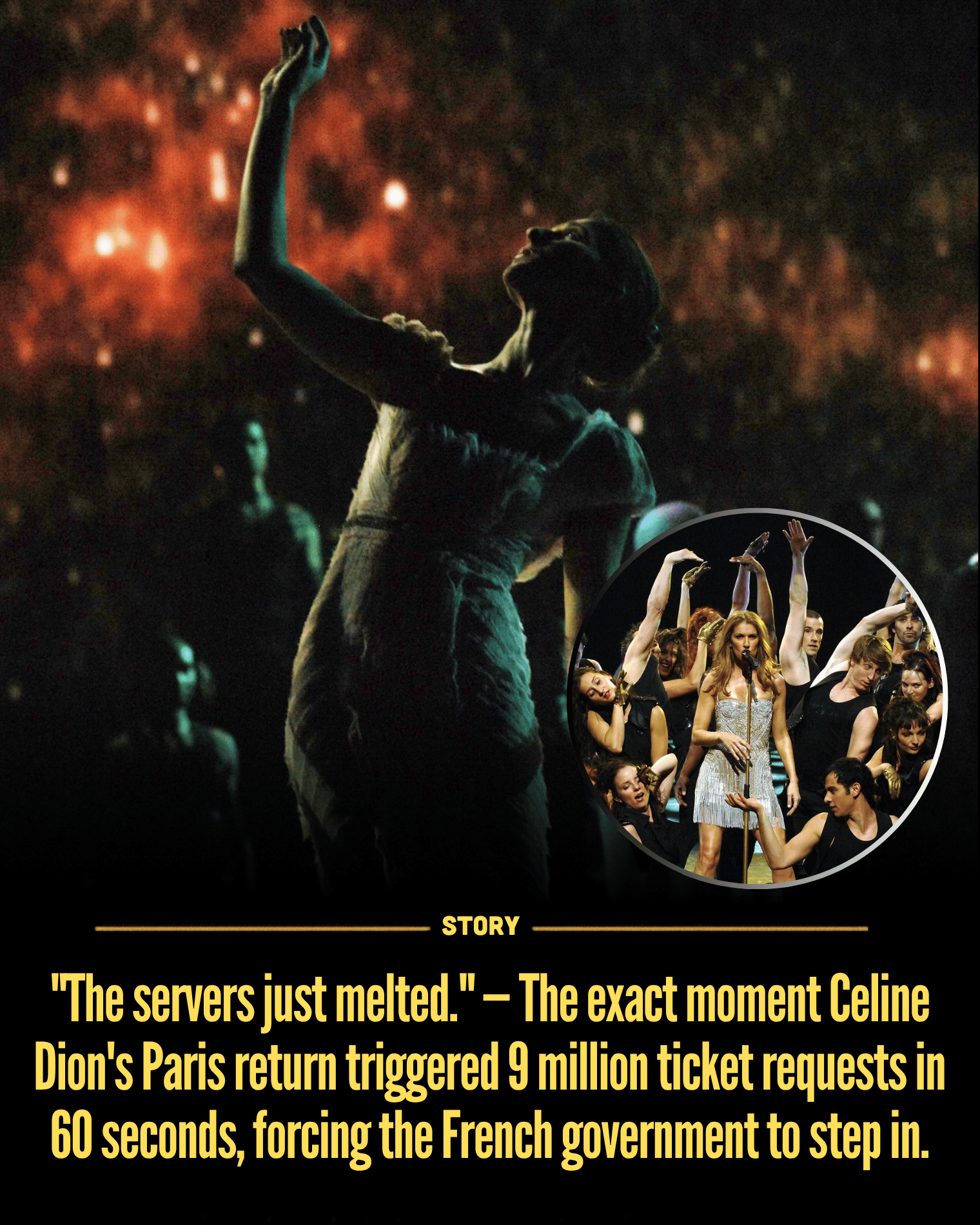 “The servers just melted.” — The exact moment Celine Dion’s Paris return triggered 9 million ticket requests in 60 seconds, forcing the French government to step in.