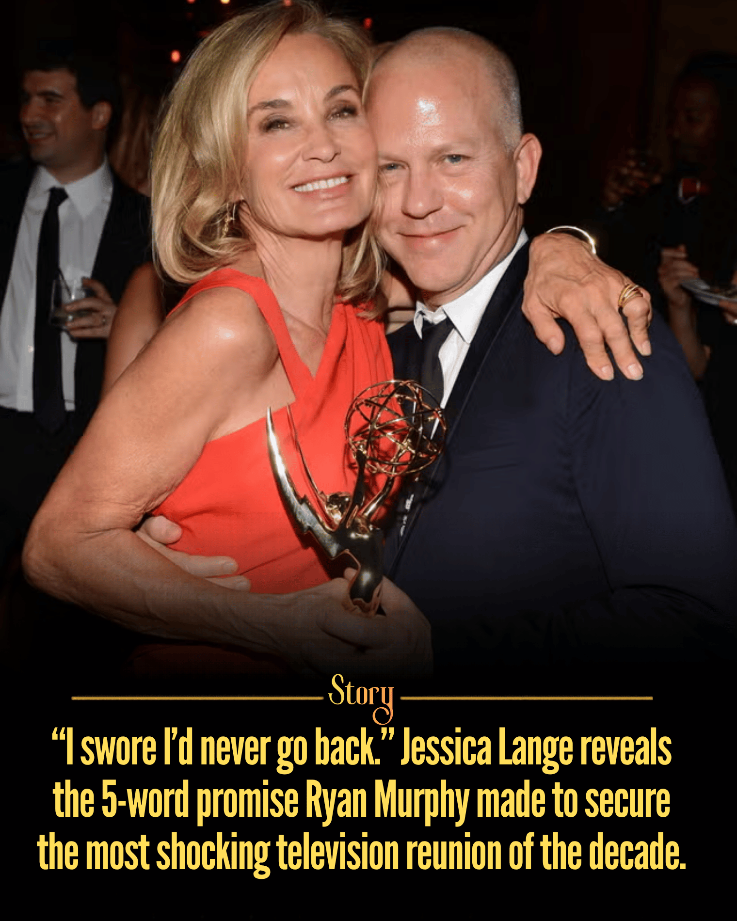 “I swore I’d never go back.” Jessica Lange reveals the 5-word promise Ryan Murphy made to secure the most shocking television reunion of the decade.