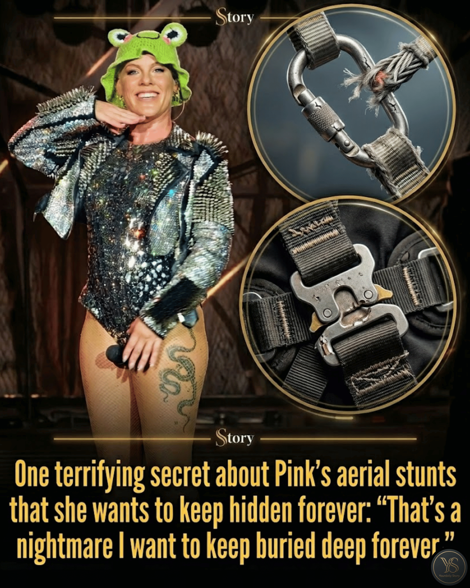 One terrifying secret about Pink’s aerial stunts that she wants to keep hidden forever: “That’s a nightmare I want to keep buried deep forever.”