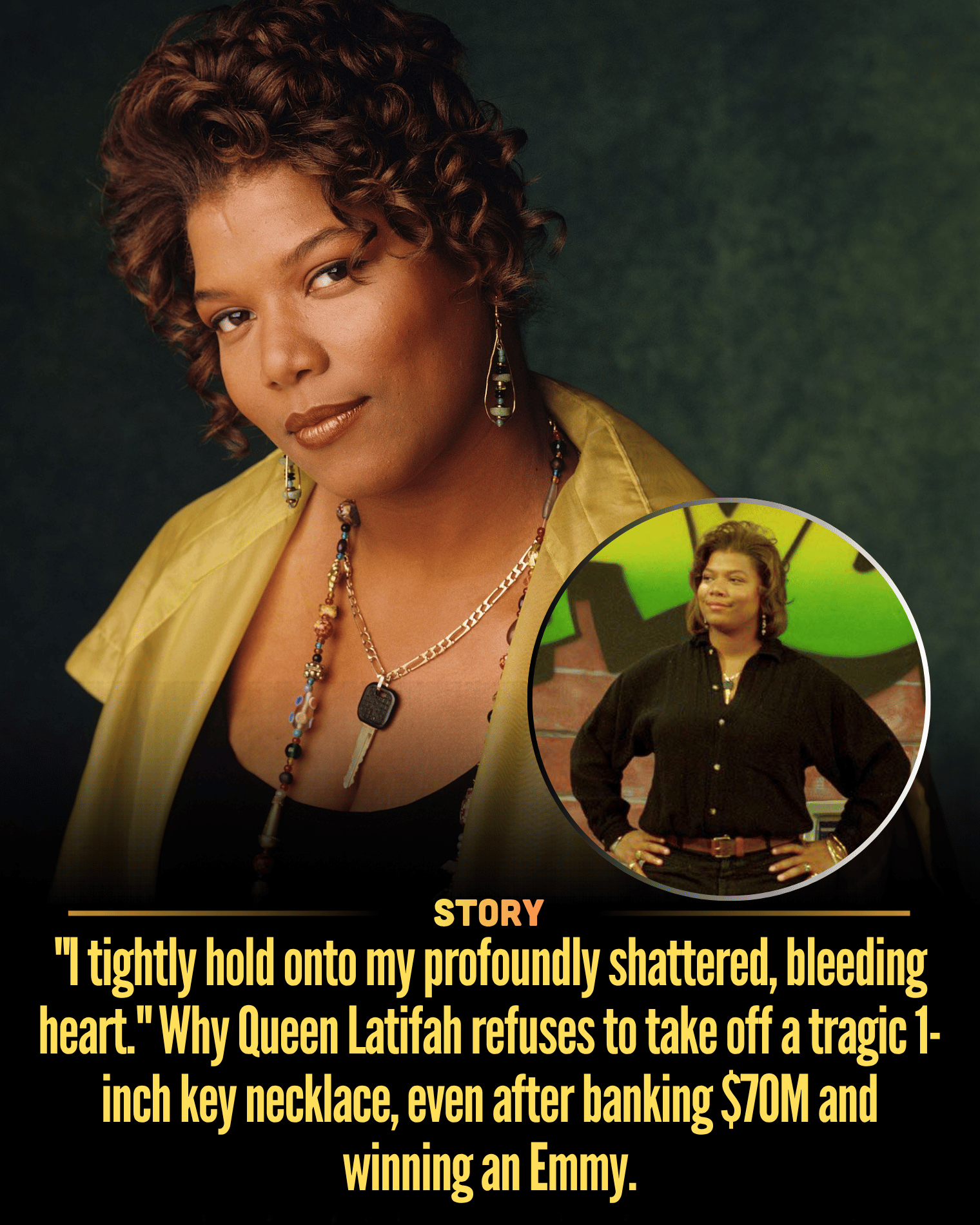 “I tightly hold onto my profoundly shattered, bleeding heart.” Why Queen Latifah refuses to take off a tragic 1-inch key necklace, even after banking $70M and winning an Emmy.