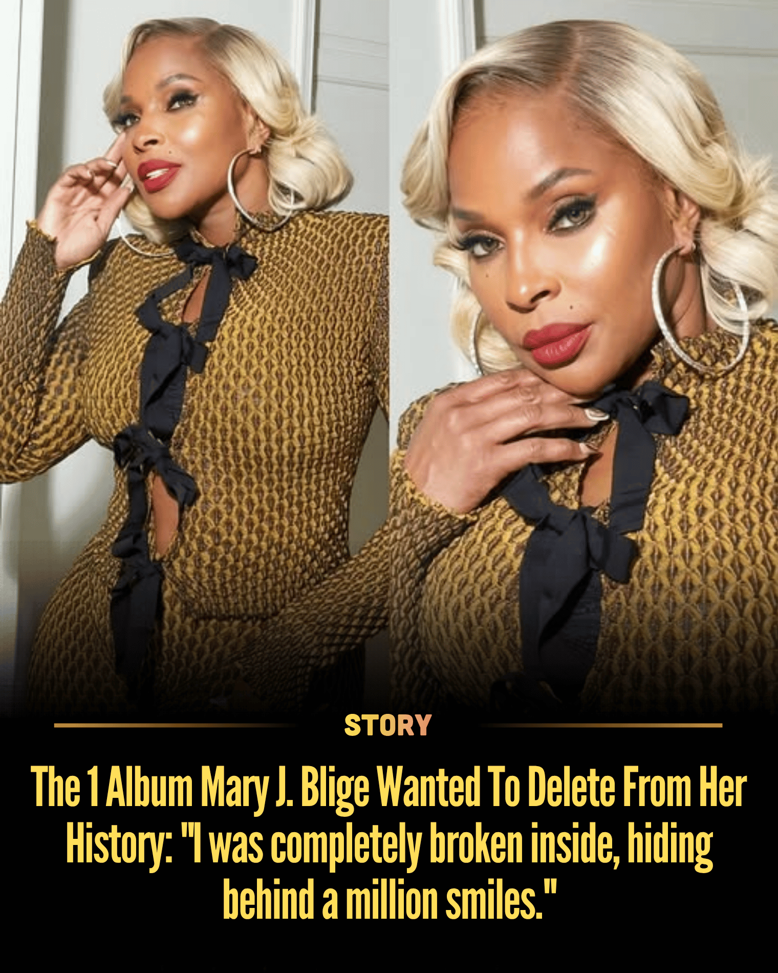 The 1 Album Mary J. Blige Wanted To Delete From Her History: “I was completely broken inside, hiding behind a million smiles.”