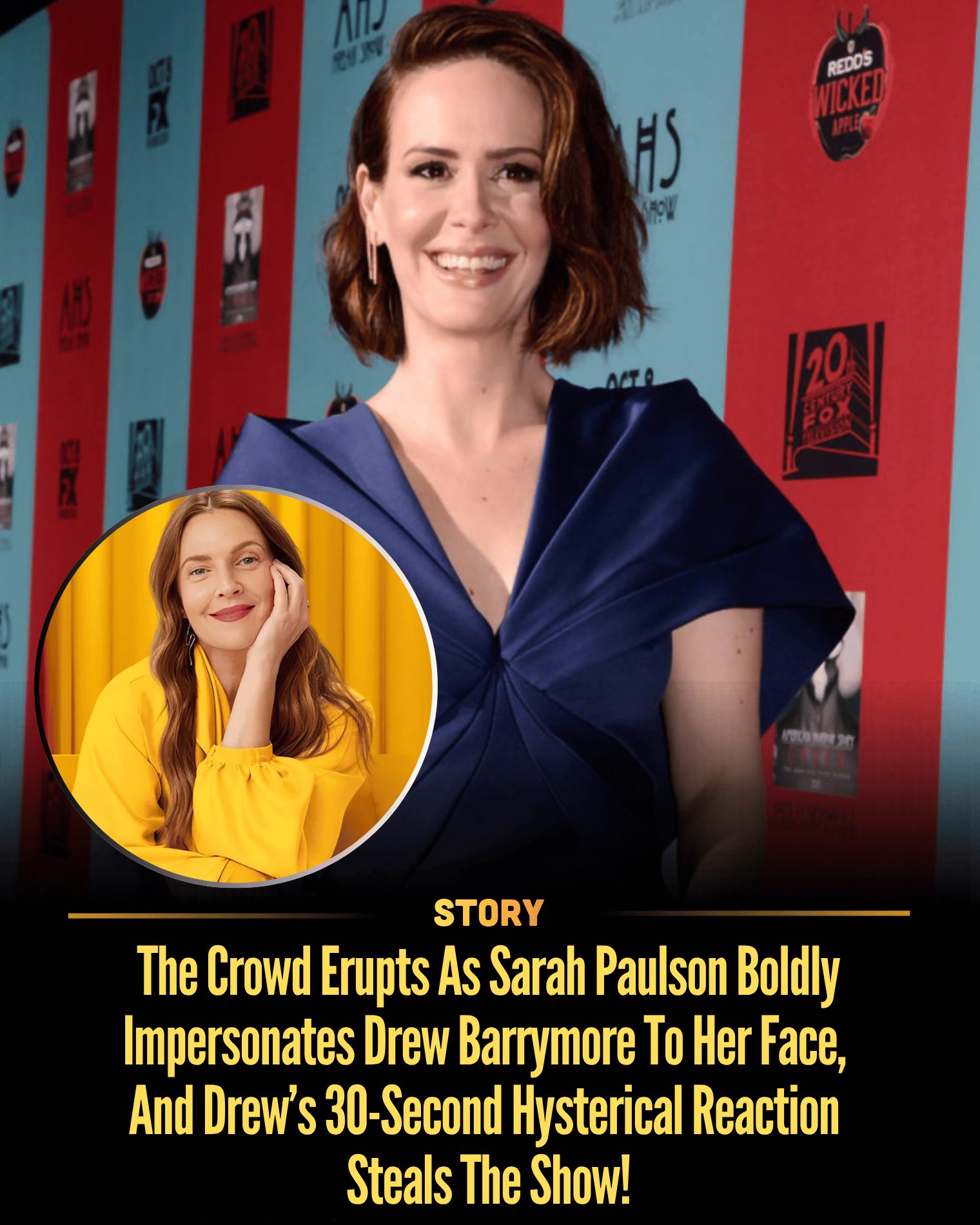 The Crowd Erupts As Sarah Paulson Boldly Impersonates Drew Barrymore To Her Face, And Drew’s 30-Second Hysterical Reaction Steals The Show!