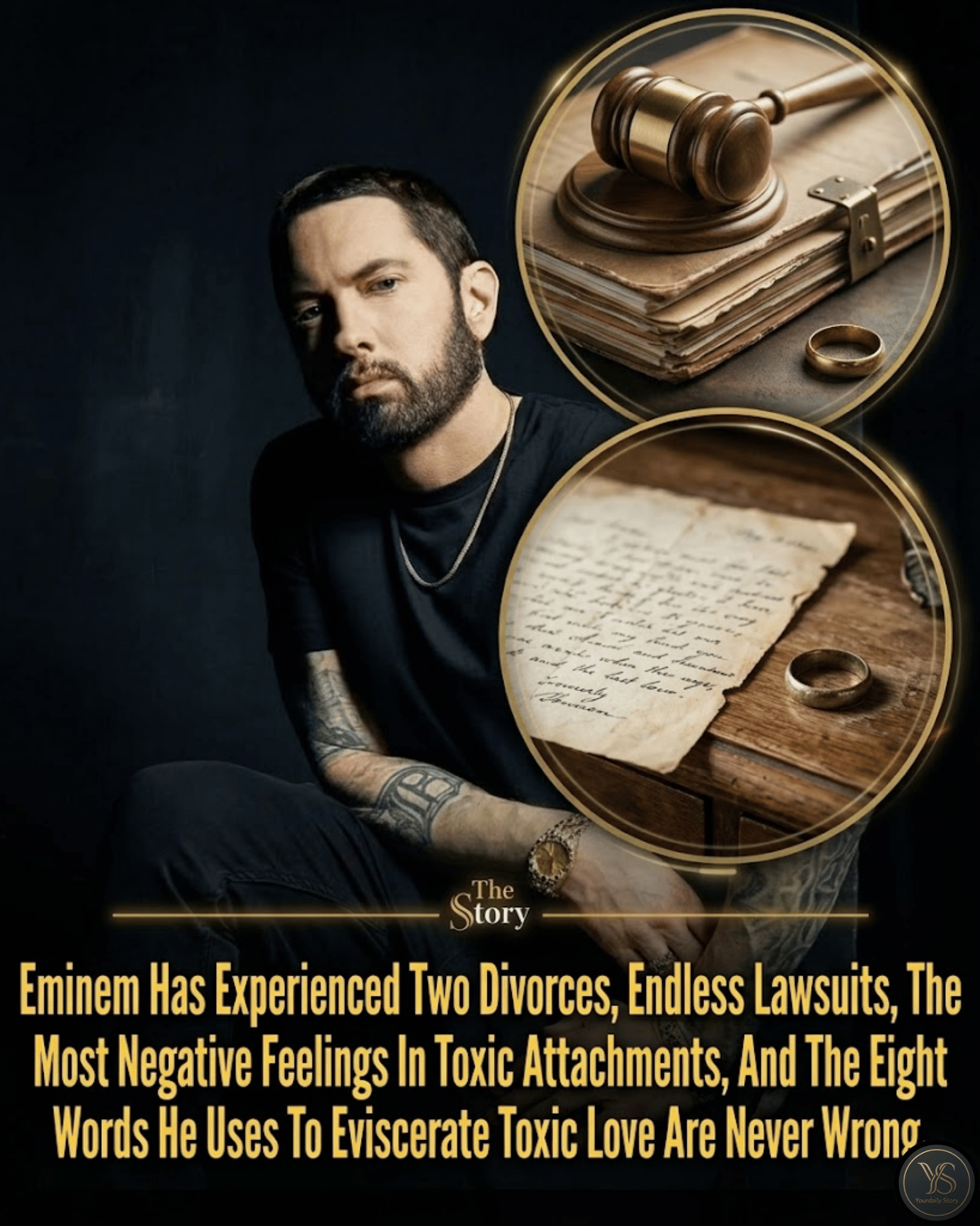 Eminem Has Experienced Two Divorces, Endless Lawsuits, The Most Negative Feelings In Toxic Attachments, And The Eight Words He Uses To Eviscerate Toxic Love Are Never Wrong.