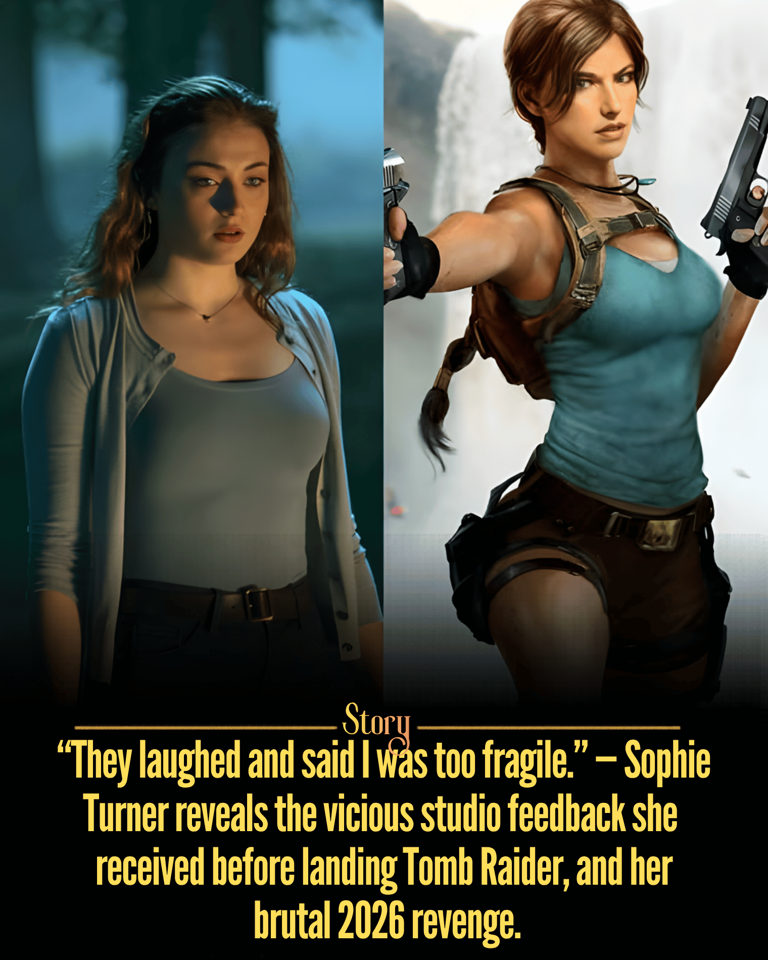 “They laughed and said I was too fragile.” — Sophie Turner reveals the vicious studio feedback she received before landing Tomb Raider, and her brutal 2026 revenge.