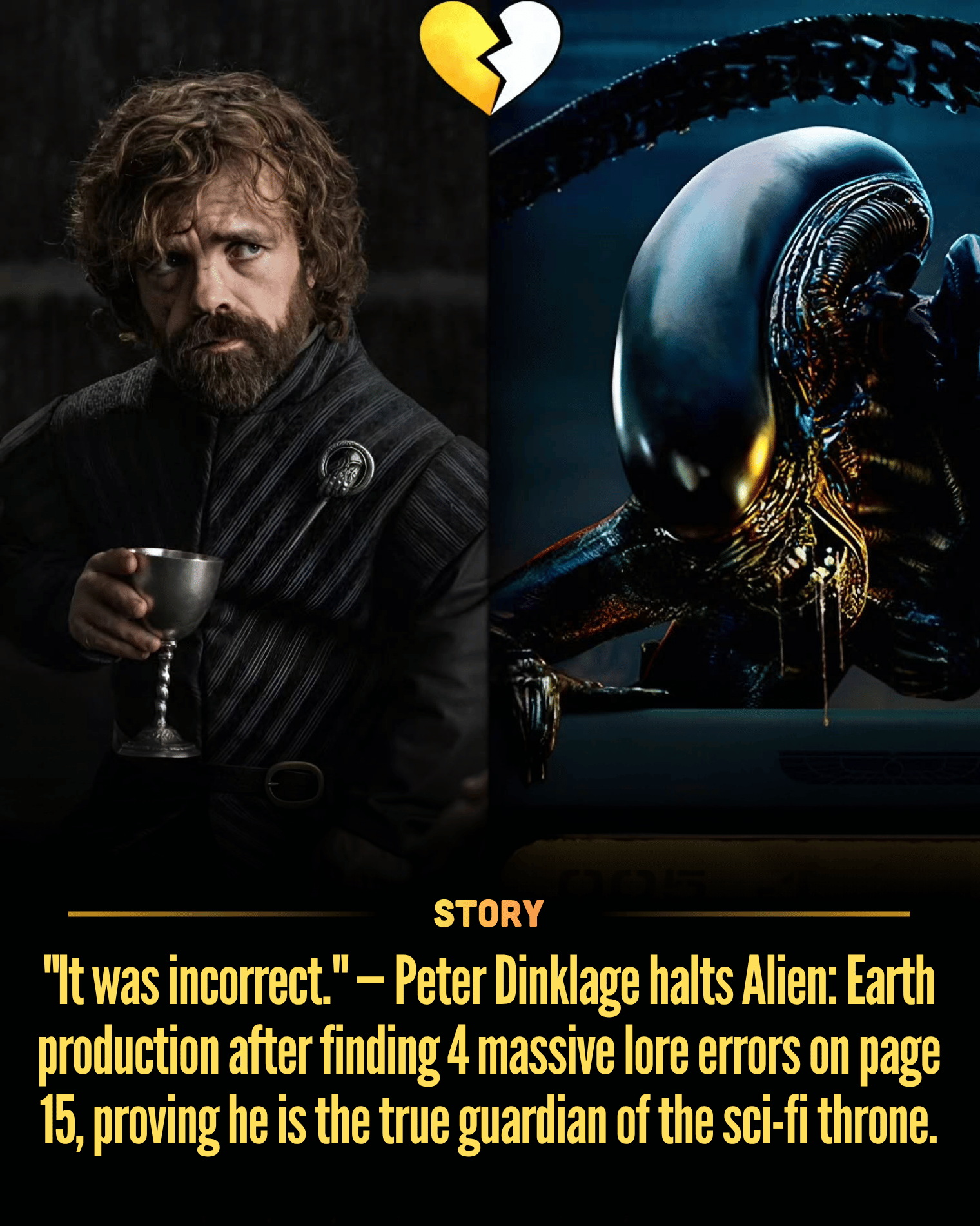 “It was incorrect.” — Peter Dinklage halts Alien: Earth production after finding 4 massive lore errors on page 15, proving he is the true guardian of the sci-fi throne.