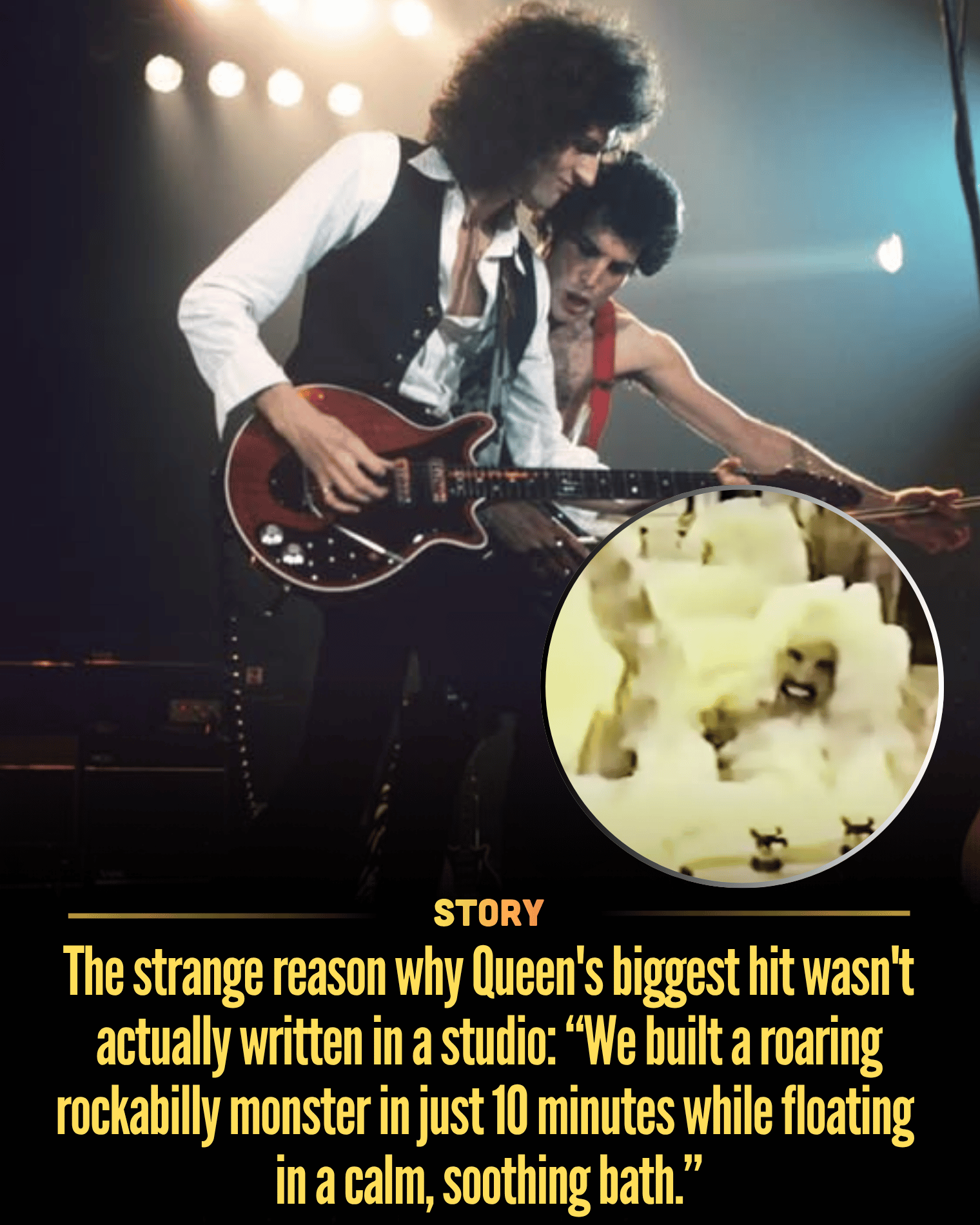 The strange reason why Queen’s biggest hit wasn’t actually written in a studio: “We built a roaring rockabilly monster in just 10 minutes while floating in a calm, soothing bath.”