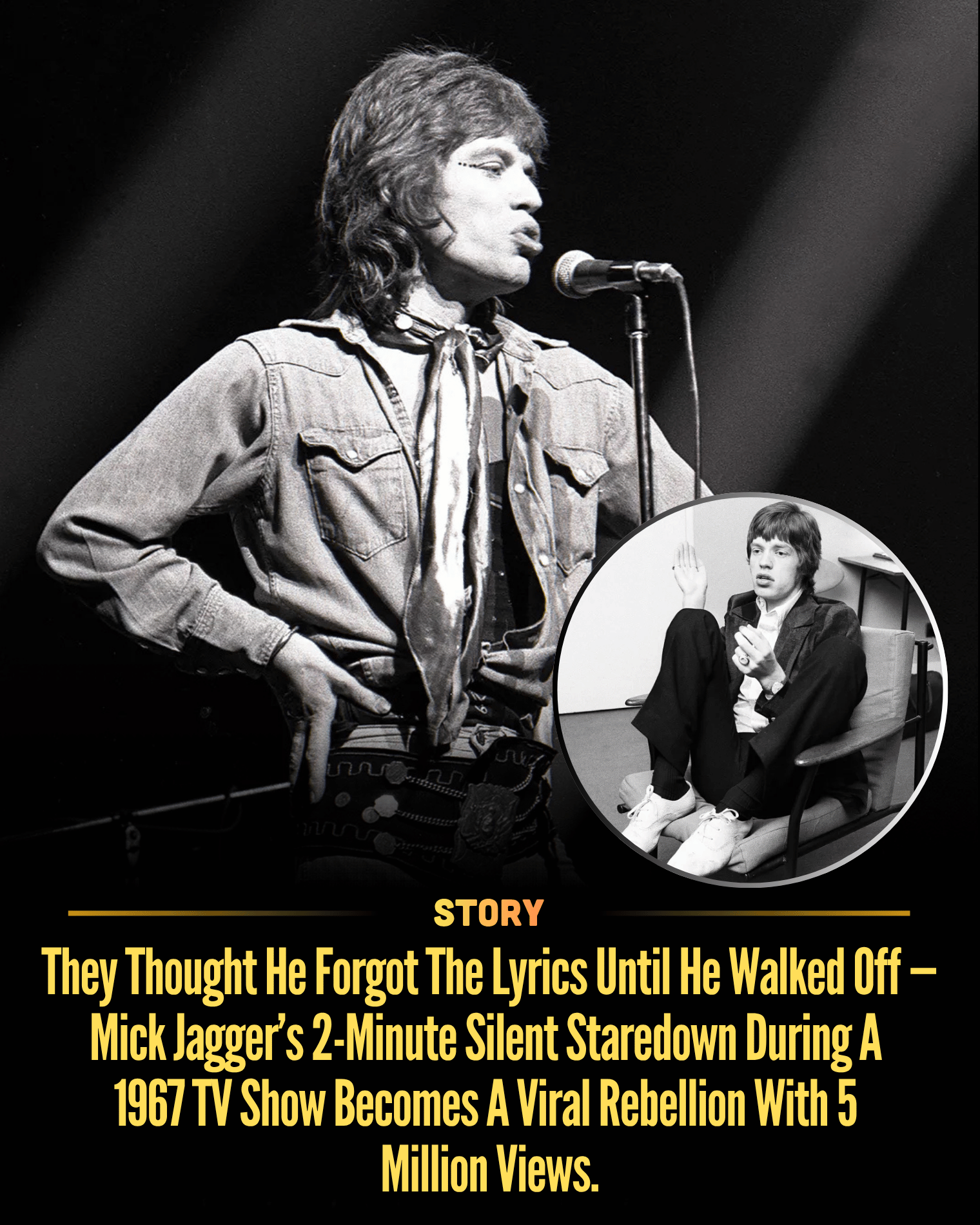 They Thought He Forgot The Lyrics Until He Walked Off — Mick Jagger’s 2-Minute Silent Staredown During A 1967 TV Show Becomes A Viral Rebellion With 5 Million Views.