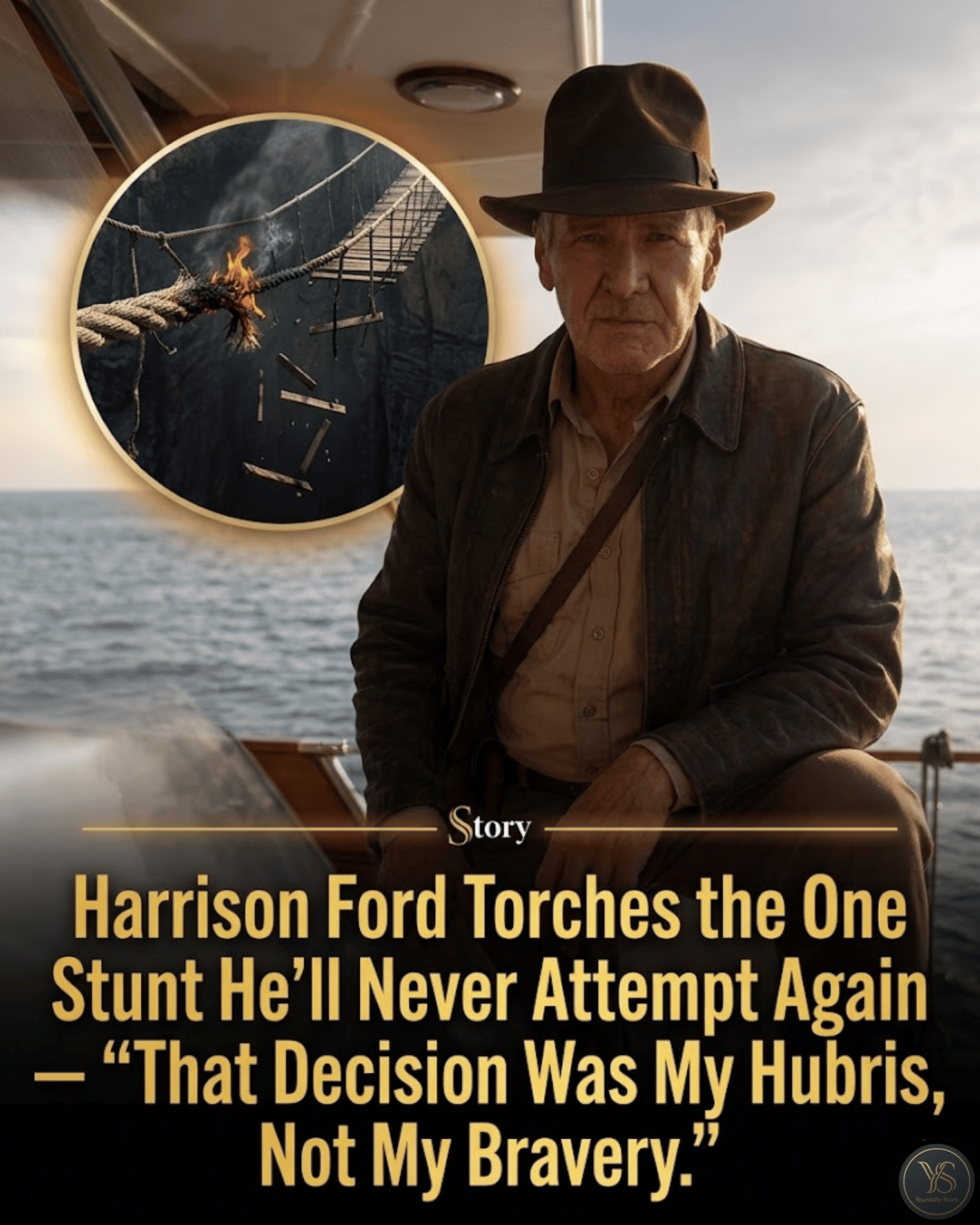 Harrison Ford Torches the One Stunt He’ll Never Attempt Again — “That Decision Was My Hubris, Not My Bravery.”