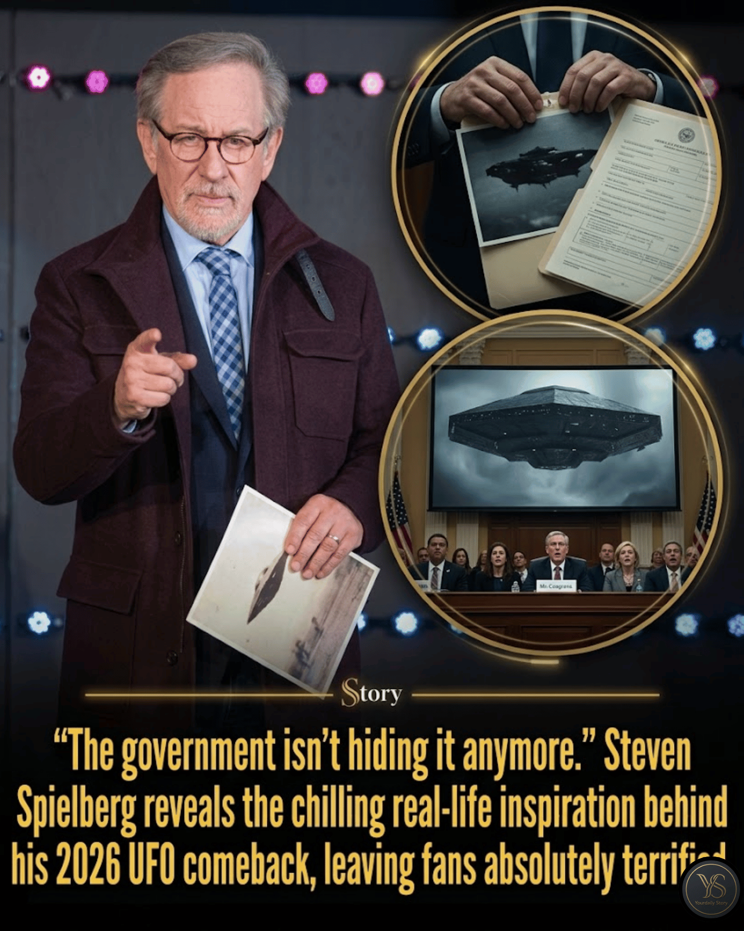 “The government isn’t hiding it anymore.” Steven Spielberg reveals the chilling real-life inspiration behind his 2026 UFO comeback, leaving fans absolutely terrified.