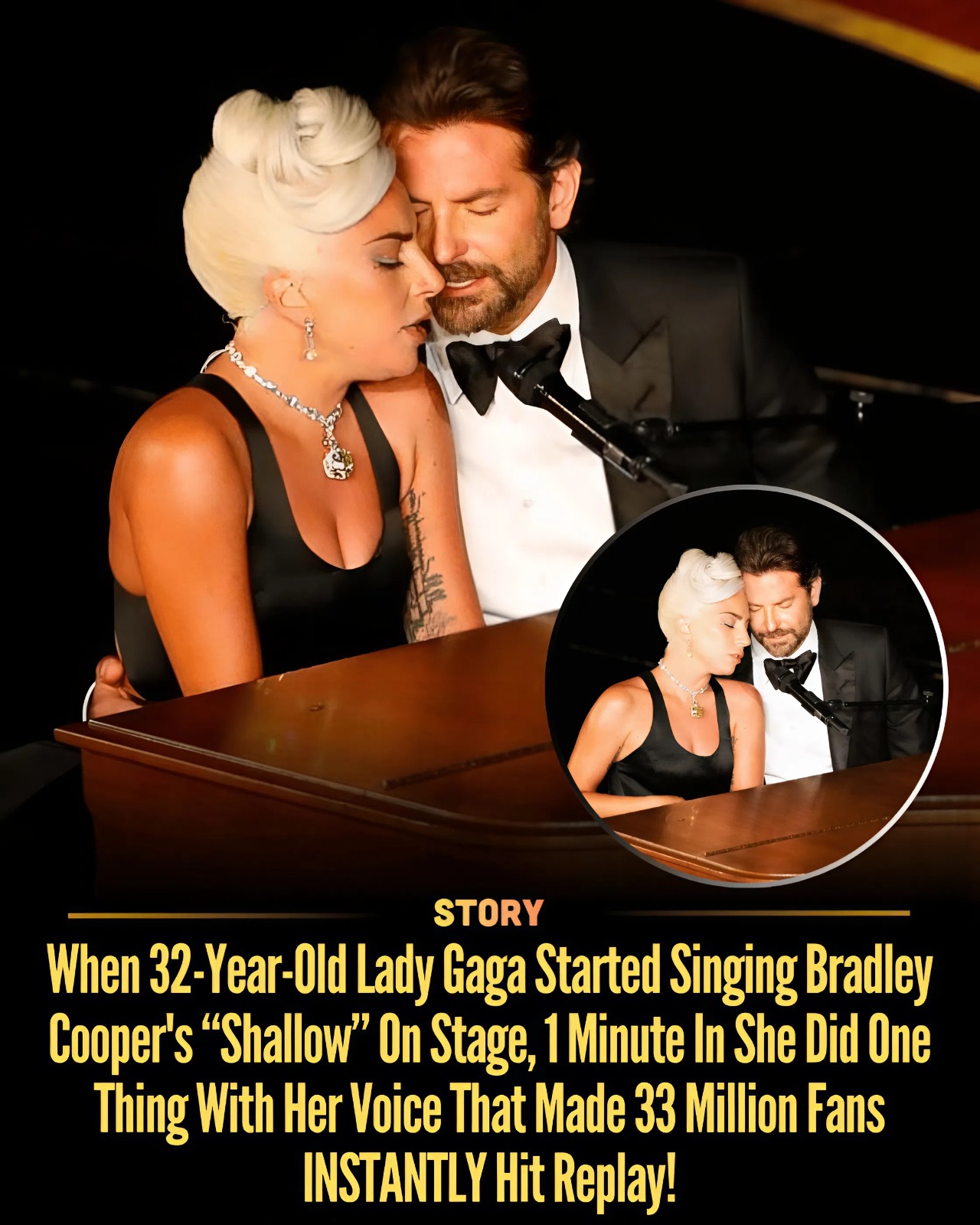 When 32-Year-Old Lady Gaga Started Singing Bradley Cooper’s “Shallow” On Stage, 1 Minute In She Did One Thing With Her Voice That Made 33 Million Fans INSTANTLY Hit Replay!