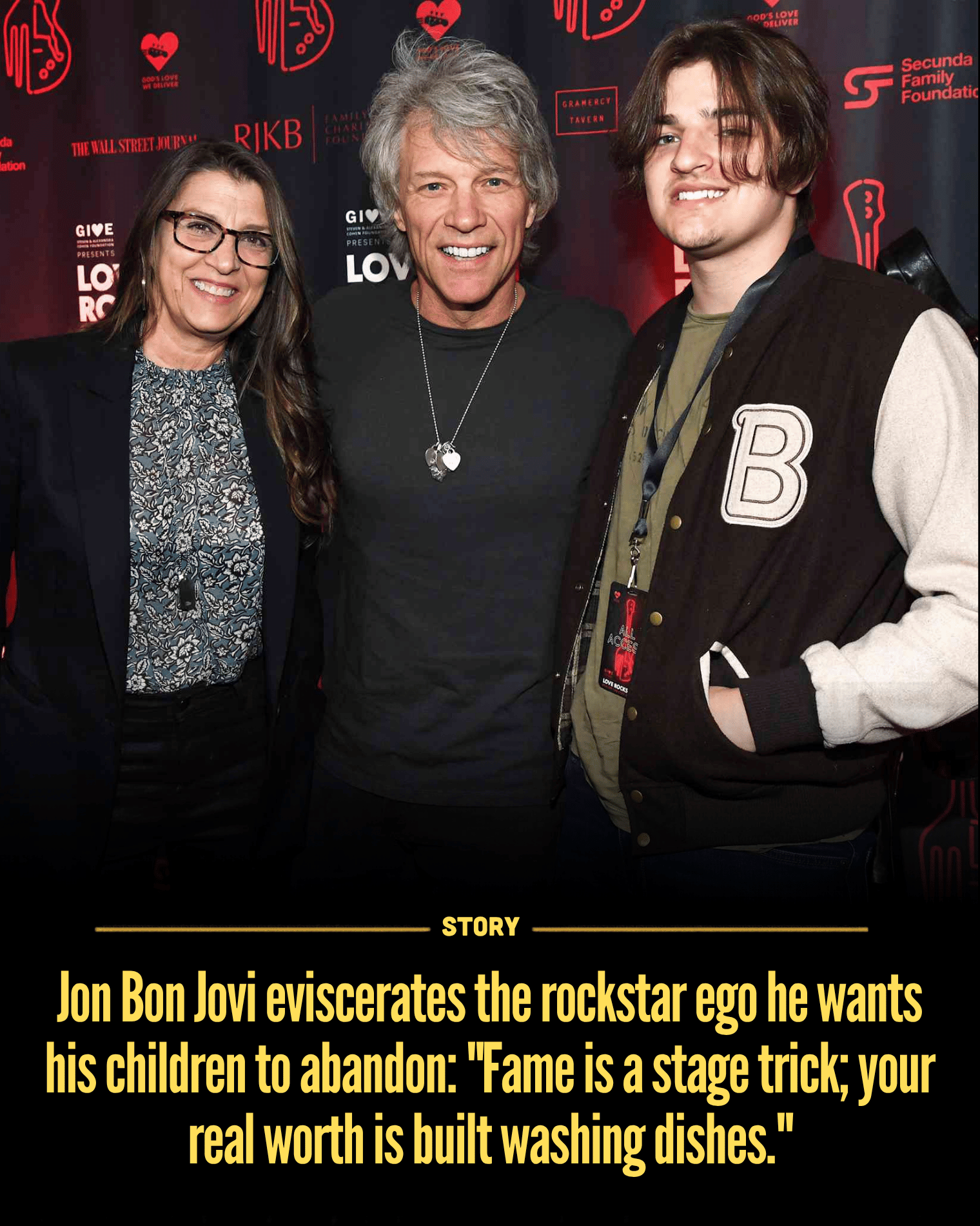 Jon Bon Jovi eviscerates the rockstar ego he wants his children to abandon: “Fame is a stage trick; your real worth is built washing dishes.”