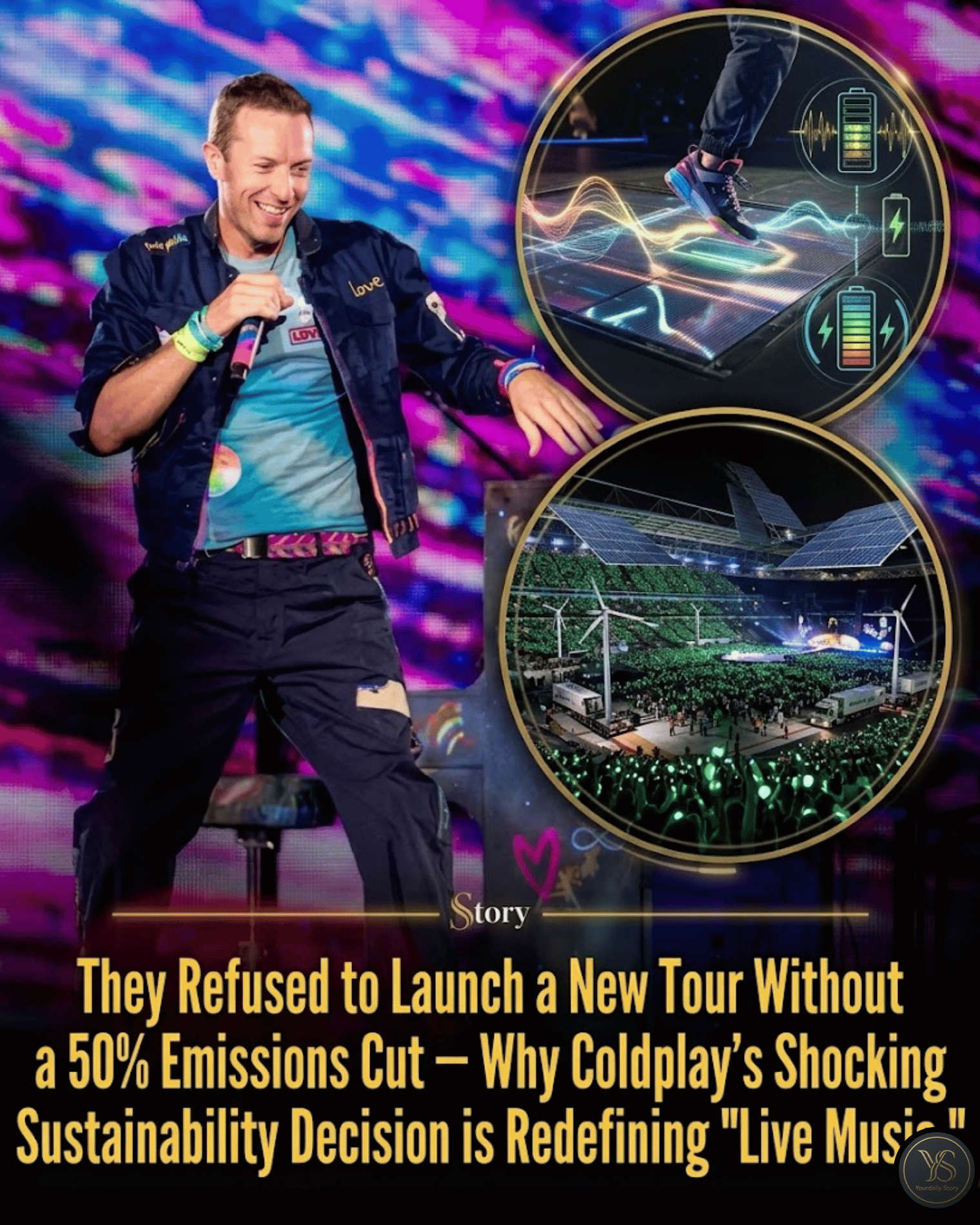 They Refused to Launch a New Tour Without a 50% Emissions Cut — Why Coldplay’s Shocking Sustainability Decision is Redefining “Live Music.”