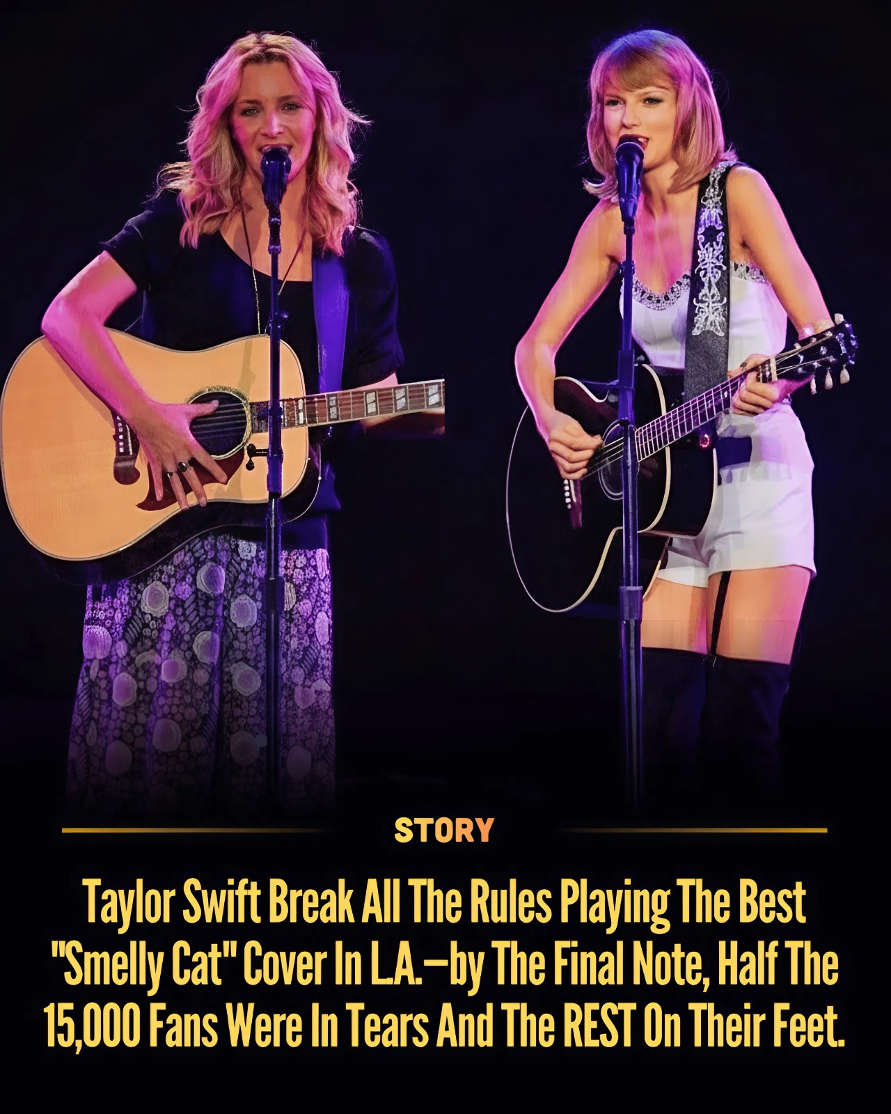 Taylor Swift Break All The Rules Playing The Best “Smelly Cat” Cover In L.A.—by The Final Note, Half The 15,000 Fans Were In Tears And The REST On Their Feet.