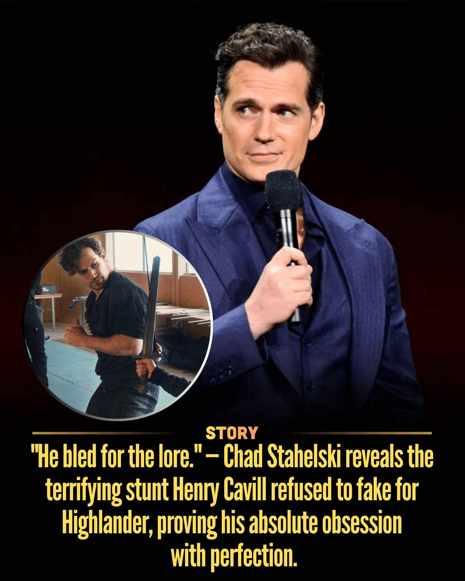 “He bled for the lore.” — Chad Stahelski reveals the terrifying stunt Henry Cavill refused to fake for Highlander, proving his absolute obsession with perfection.
