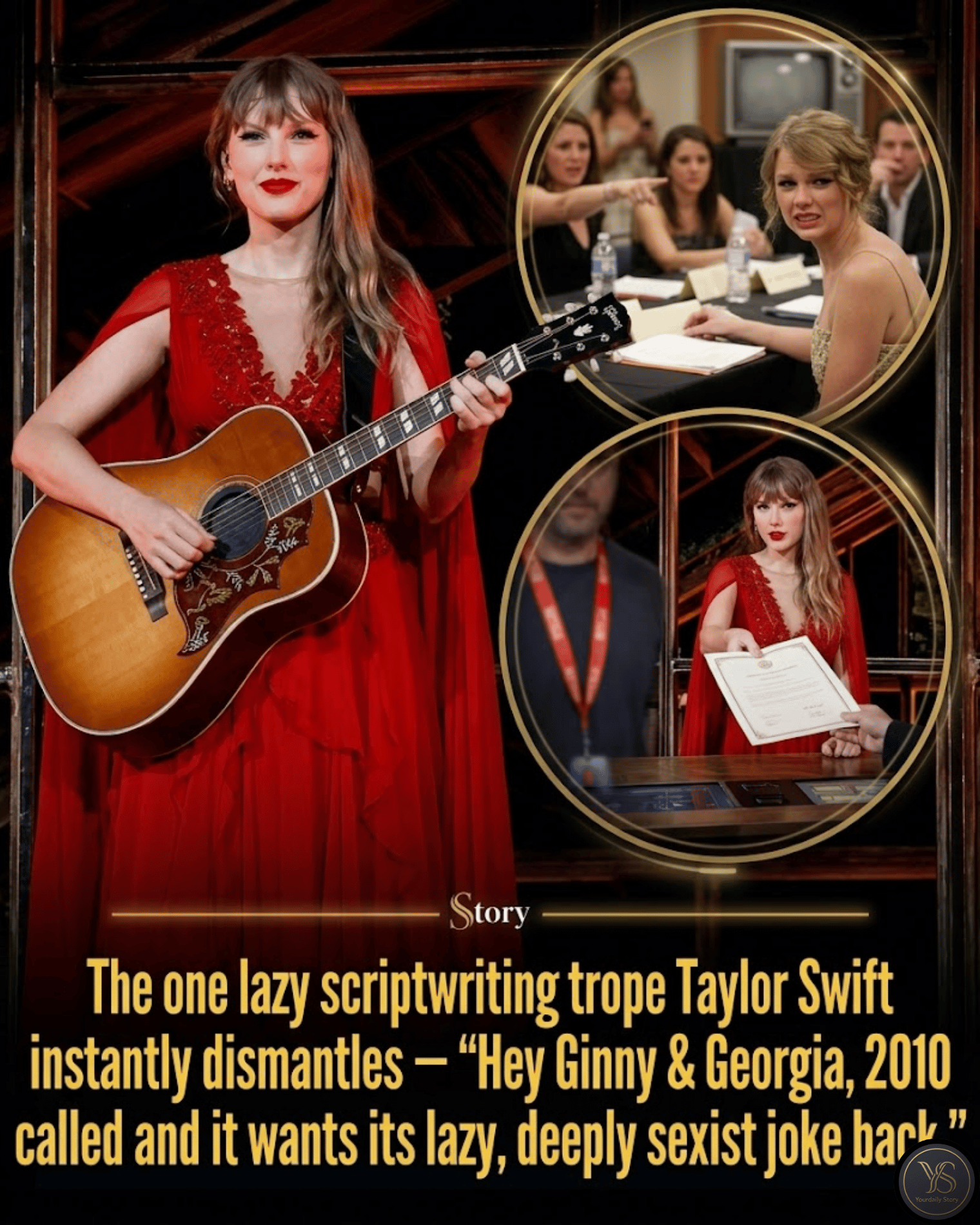 The one lazy scriptwriting trope Taylor Swift instantly dismantles — “Hey Ginny & Georgia, 2010 called and it wants its lazy, deeply sexist joke back.”