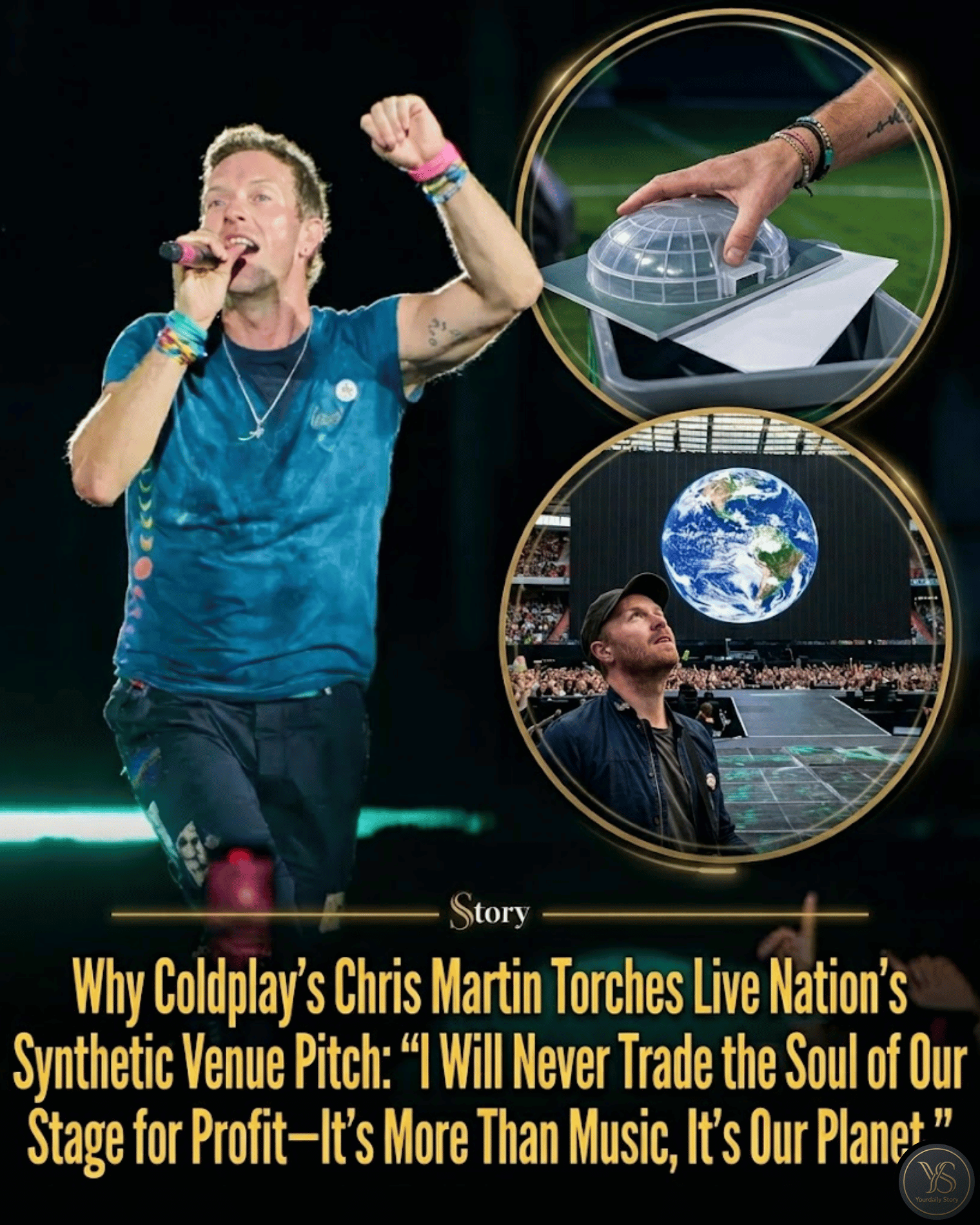 Why Coldplay’s Chris Martin Torches Live Nation’s Synthetic Venue Pitch: “I Will Never Trade the Soul of Our Stage for Profit—It’s More Than Music, It’s Our Planet.”