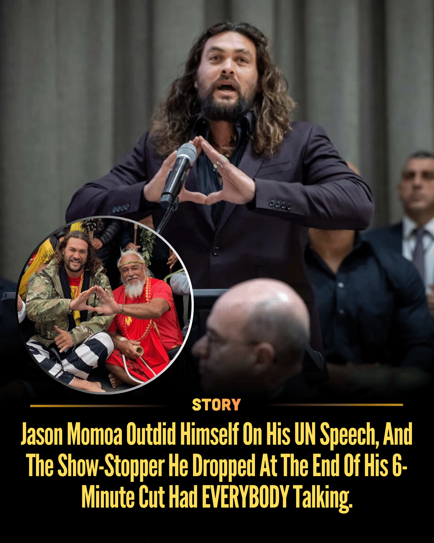 Jason Momoa Outdid Himself On His UN Speech, And The Show-Stopper He Dropped At The End Of His 6-Minute Cut Had EVERYBODY Talking.