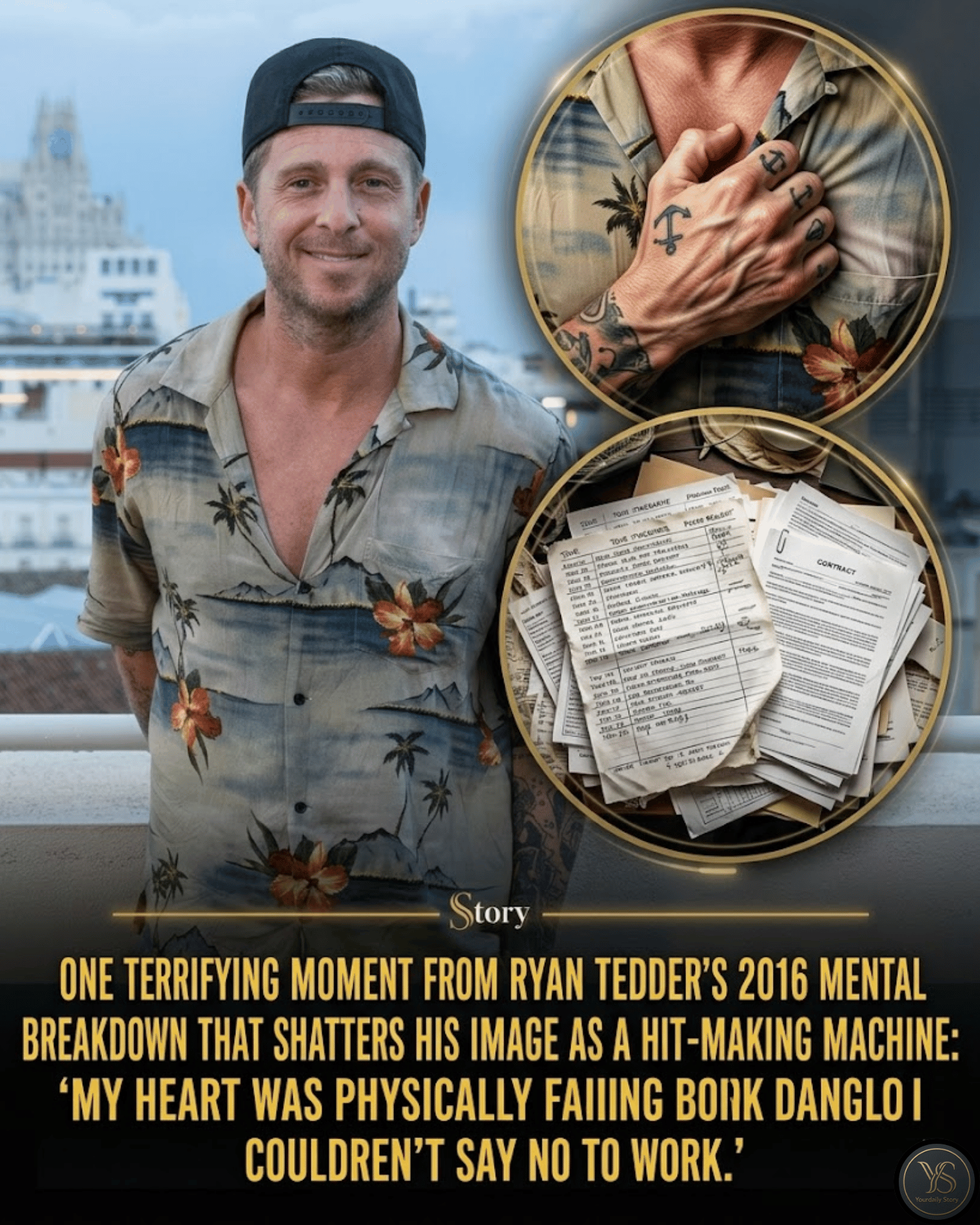 One terrifying moment from Ryan Tedder’s 2016 mental breakdown that shatters his image as a hit-making machine: “My heart was physically failing because I couldn’t say no to work.”