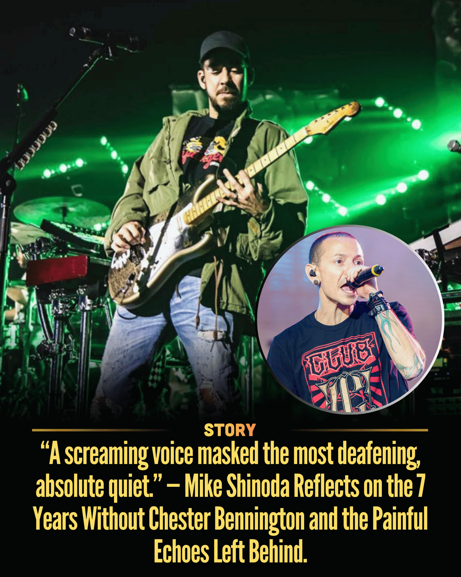 “A screaming voice masked the most deafening, absolute quiet.” — Mike Shinoda Reflects on the 7 Years Without Chester Bennington and the Painful Echoes Left Behind.