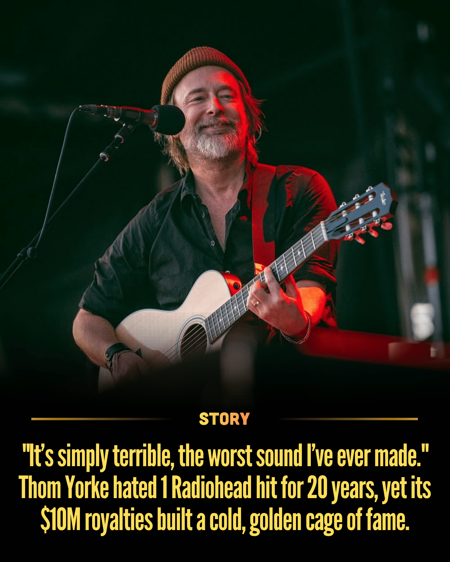 “It’s simply terrible, the worst sound I’ve ever made.” Thom Yorke hated 1 Radiohead hit for 20 years, yet its $10M royalties built a cold, golden cage of fame.