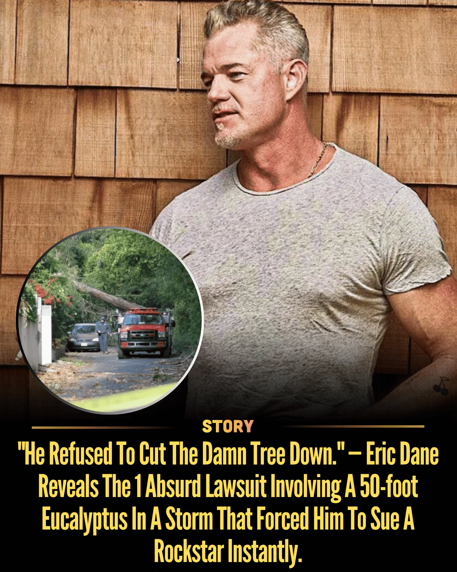 “He Refused To Cut The Damn Tree Down.” — Eric Dane Reveals The 1 Absurd Lawsuit Involving A 50-foot Eucalyptus In A Storm That Forced Him To Sue A Rockstar Instantly.