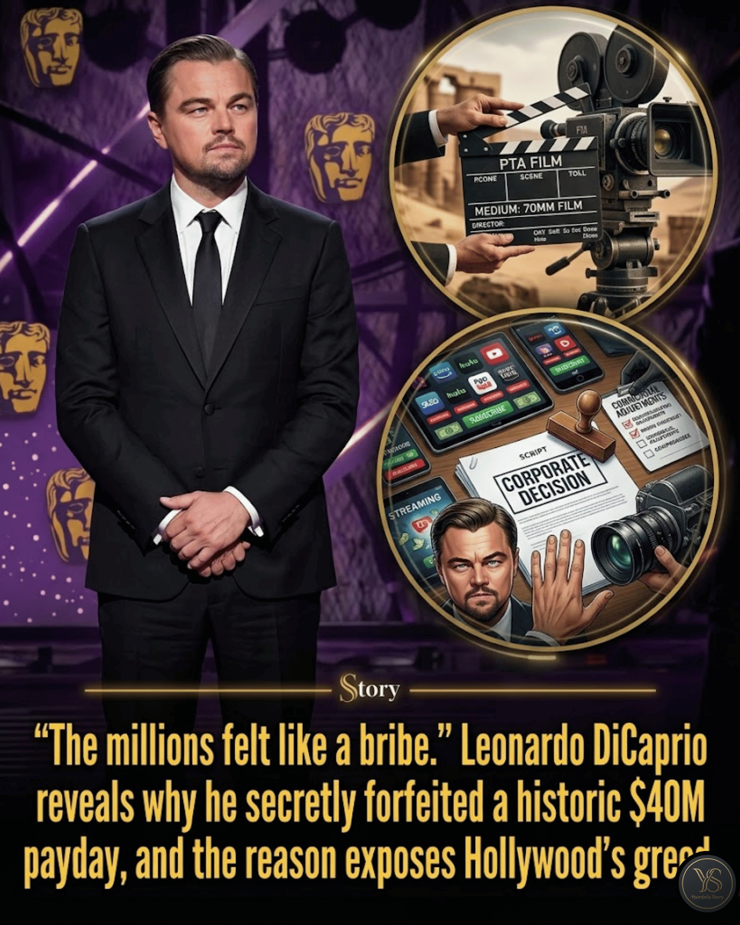 “The millions felt like a bribe.” Leonardo DiCaprio reveals why he secretly forfeited a historic $40M payday, and the reason exposes Hollywood’s greed.