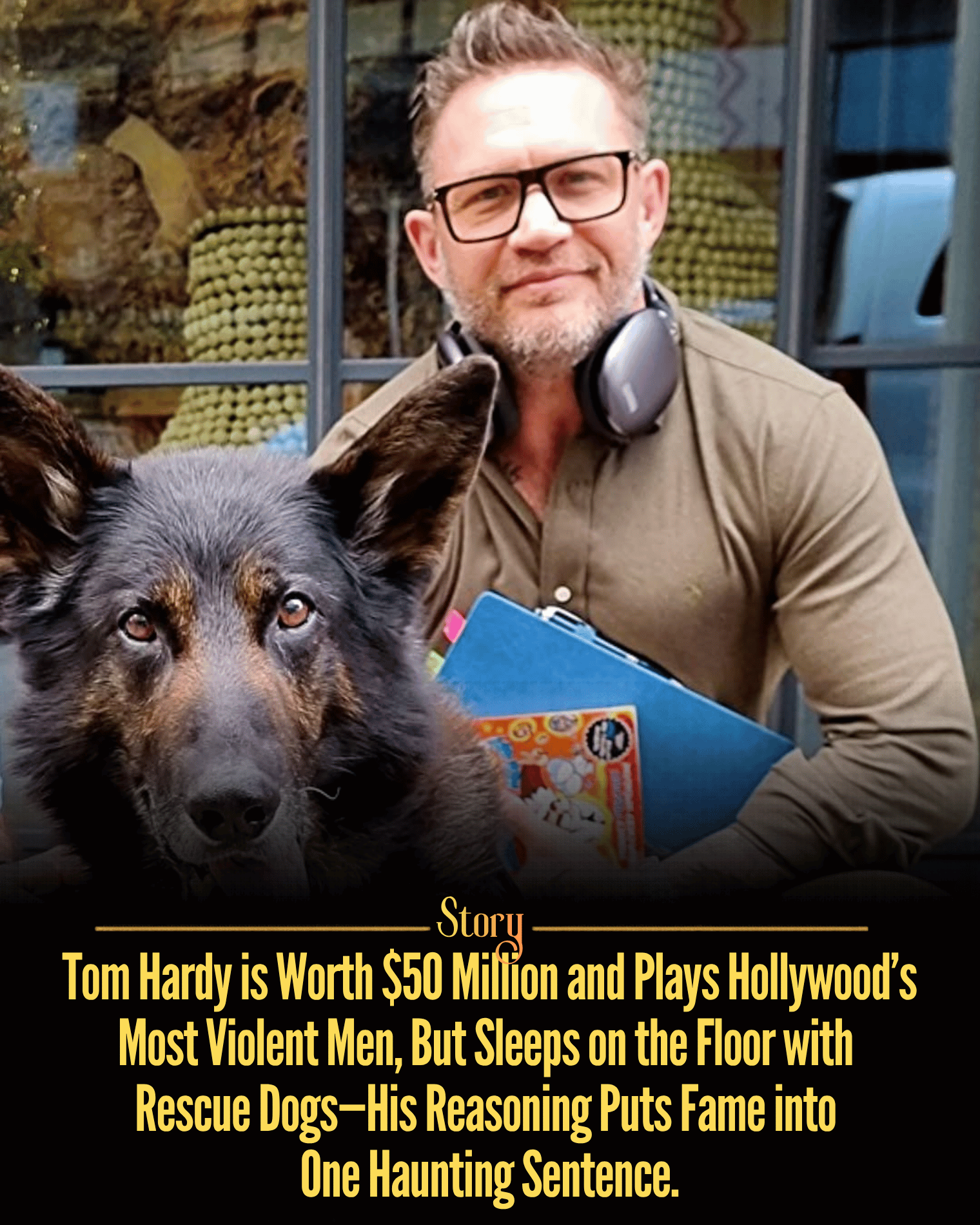 Tom Hardy is Worth $50 Million and Plays Hollywood’s Most Violent Men, But Sleeps on the Floor with Rescue Dogs—His Reasoning Puts Fame into One Haunting Sentence.
