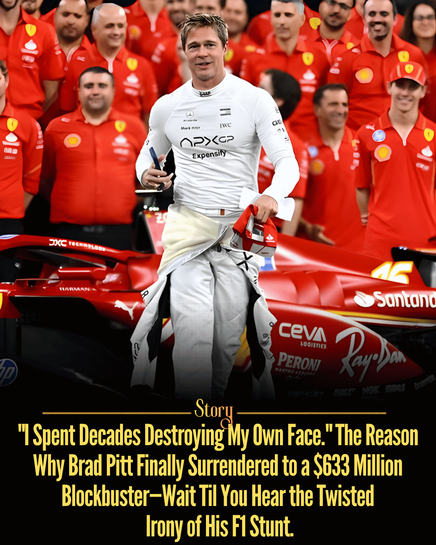 “I Spent Decades Destroying My Own Face.” The Reason Why Brad Pitt Finally Surrendered to a $633 Million Blockbuster—Wait Til You Hear the Twisted Irony of His F1 Stunt.