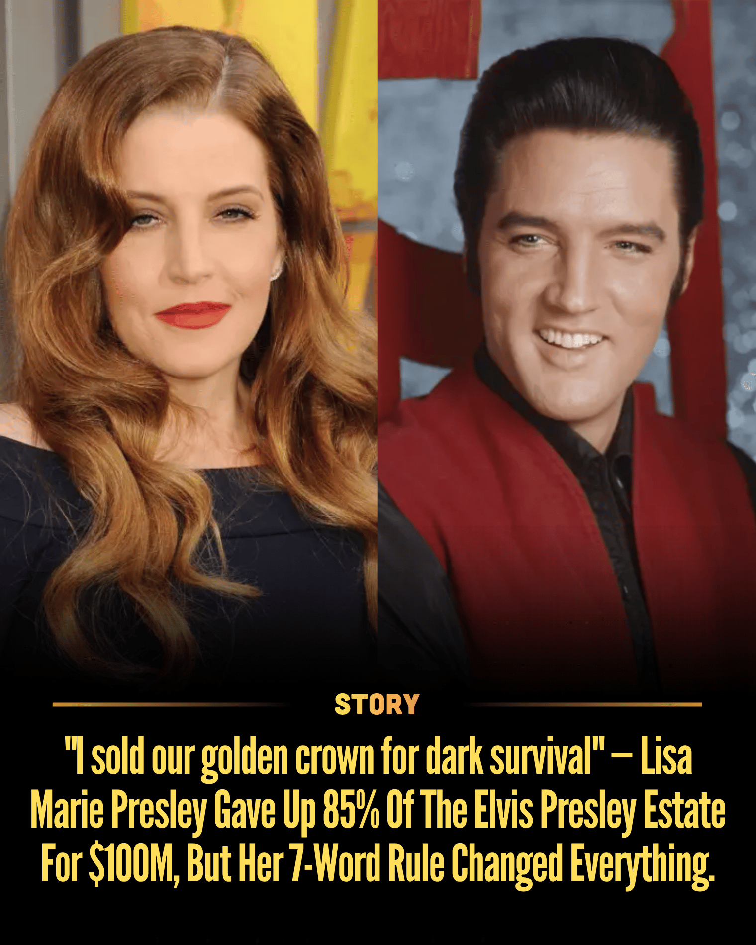 “I sold our golden crown for dark survival” — Lisa Marie Presley Gave Up 85% Of The Elvis Presley Estate For $100M, But Her 7-Word Rule Changed Everything.