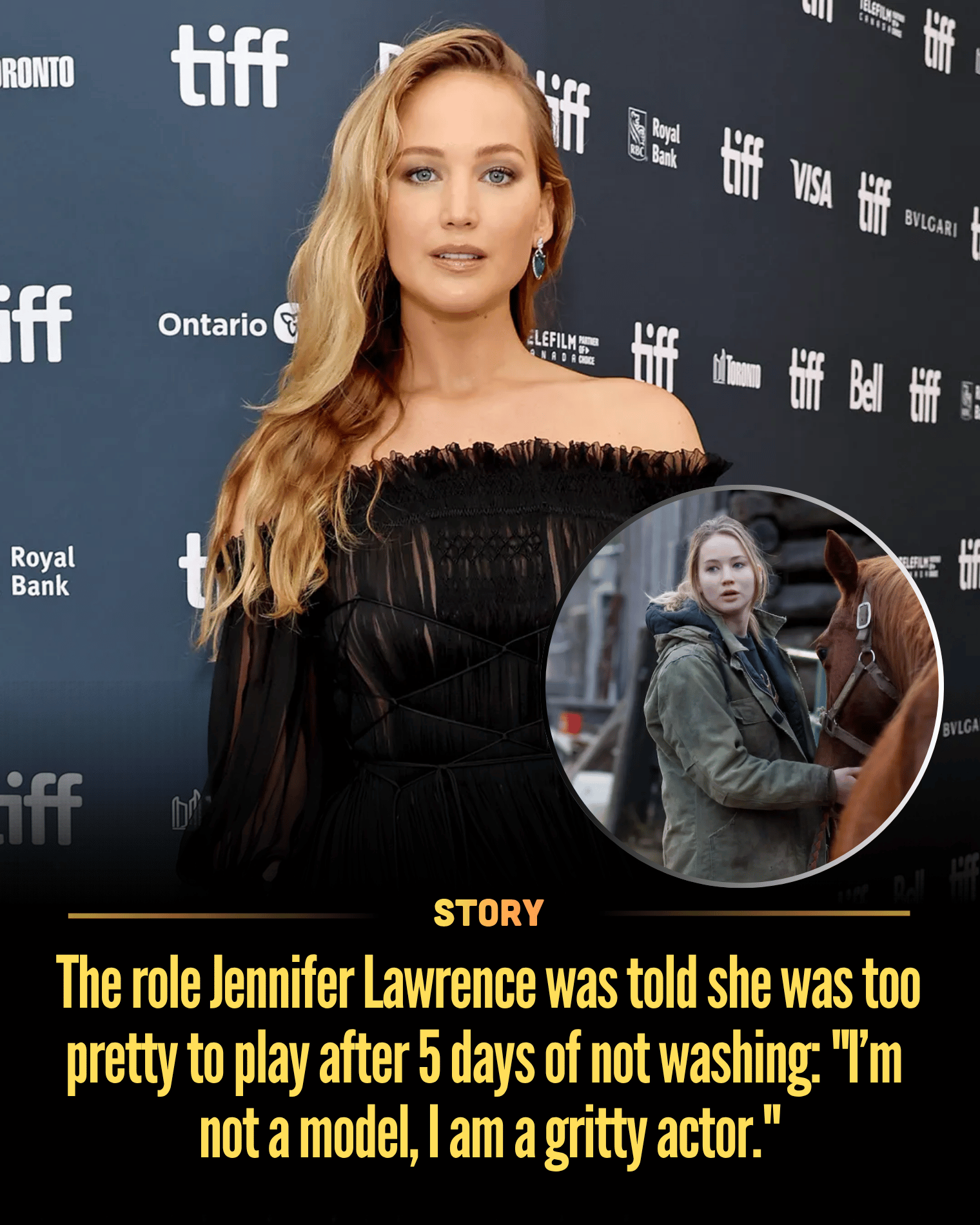 The role Jennifer Lawrence was told she was too pretty to play after 5 days of not washing: “I’m not a model, I am a gritty actor.”