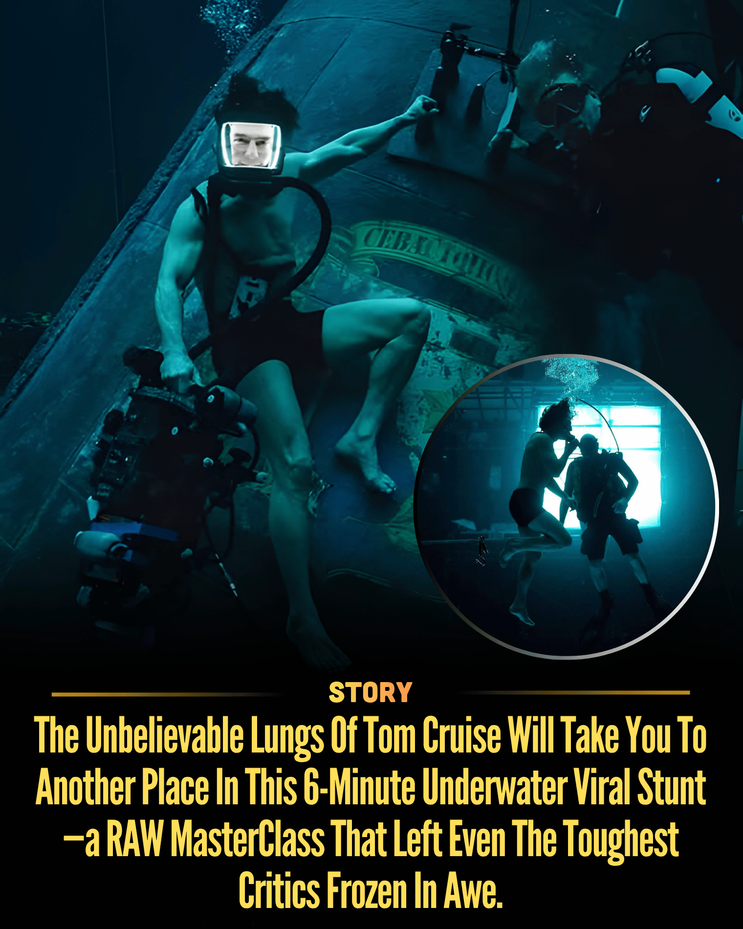 The Unbelievable Lungs Of Tom Cruise Will Take You To Another Place In This 6-Minute Underwater Viral Stunt—a RAW MasterClass That Left Even The Toughest Critics Frozen In Awe.