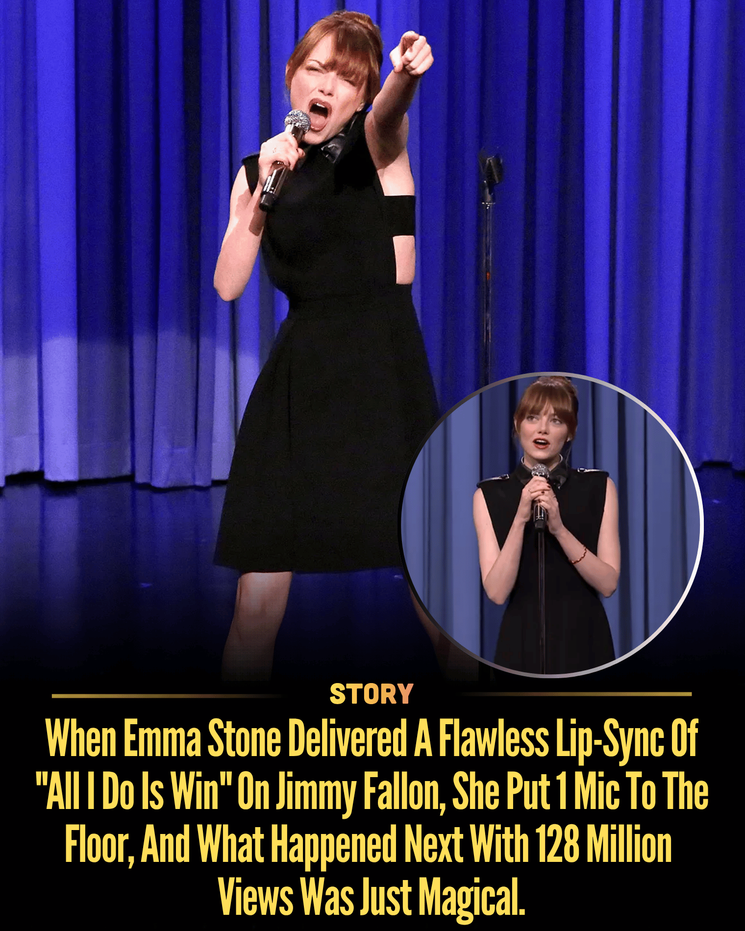 When Emma Stone Delivered A Flawless Lip-Sync Of “All I Do Is Win” On Jimmy Fallon, She Put 1 Mic To The Floor, And What Happened Next With 128 Million Views Was Just Magical.
