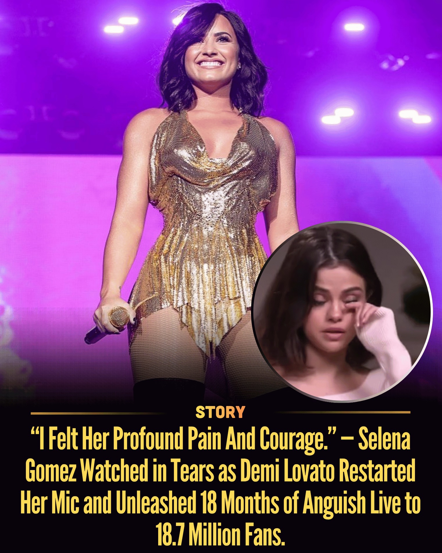 “I Felt Her Profound Pain And Courage.” — Selena Gomez Watched in Tears as Demi Lovato Restarted Her Mic and Unleashed 18 Months of Anguish Live to 18.7 Million Fans.